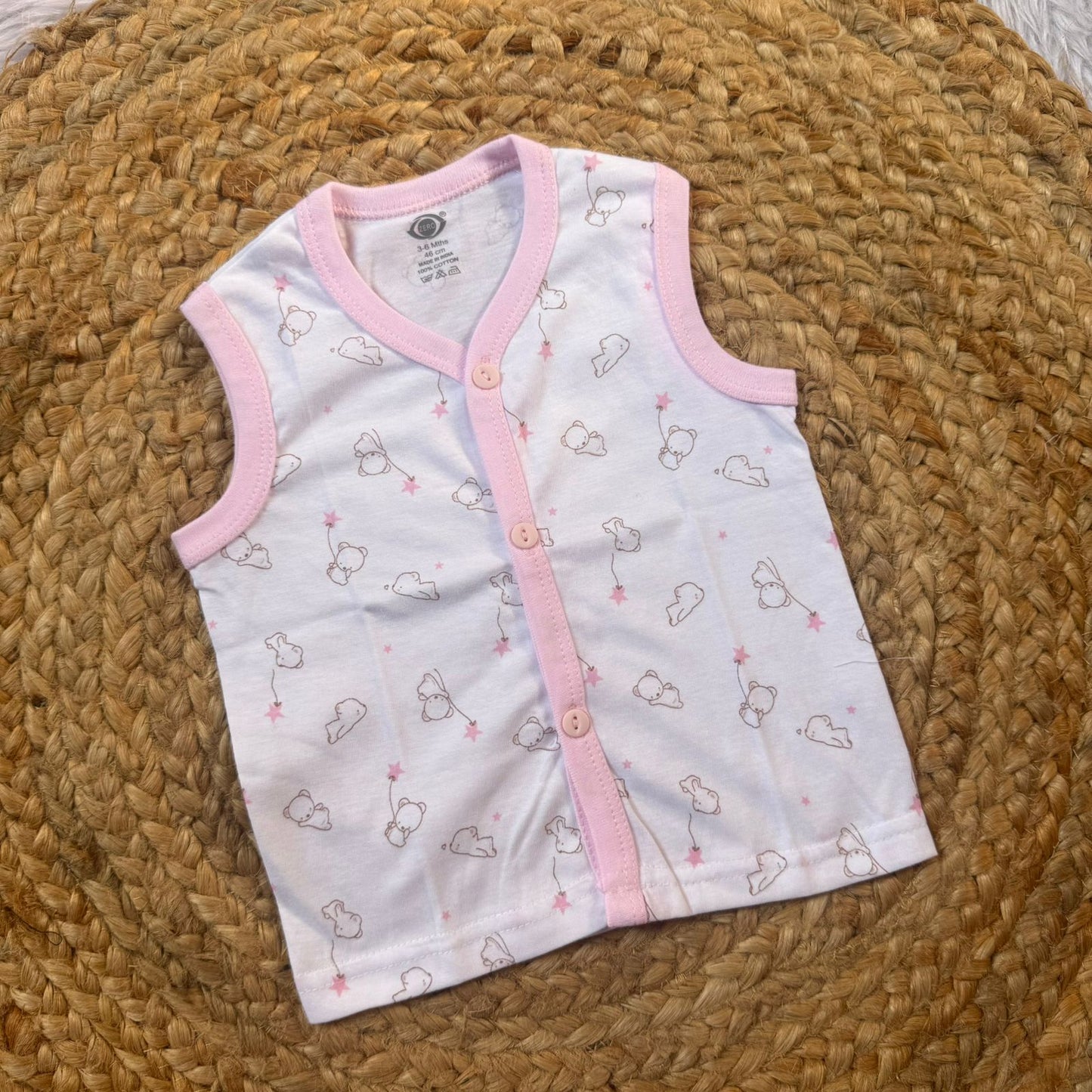 Knitted Baby Jabla Sleeveless - Pink Stars