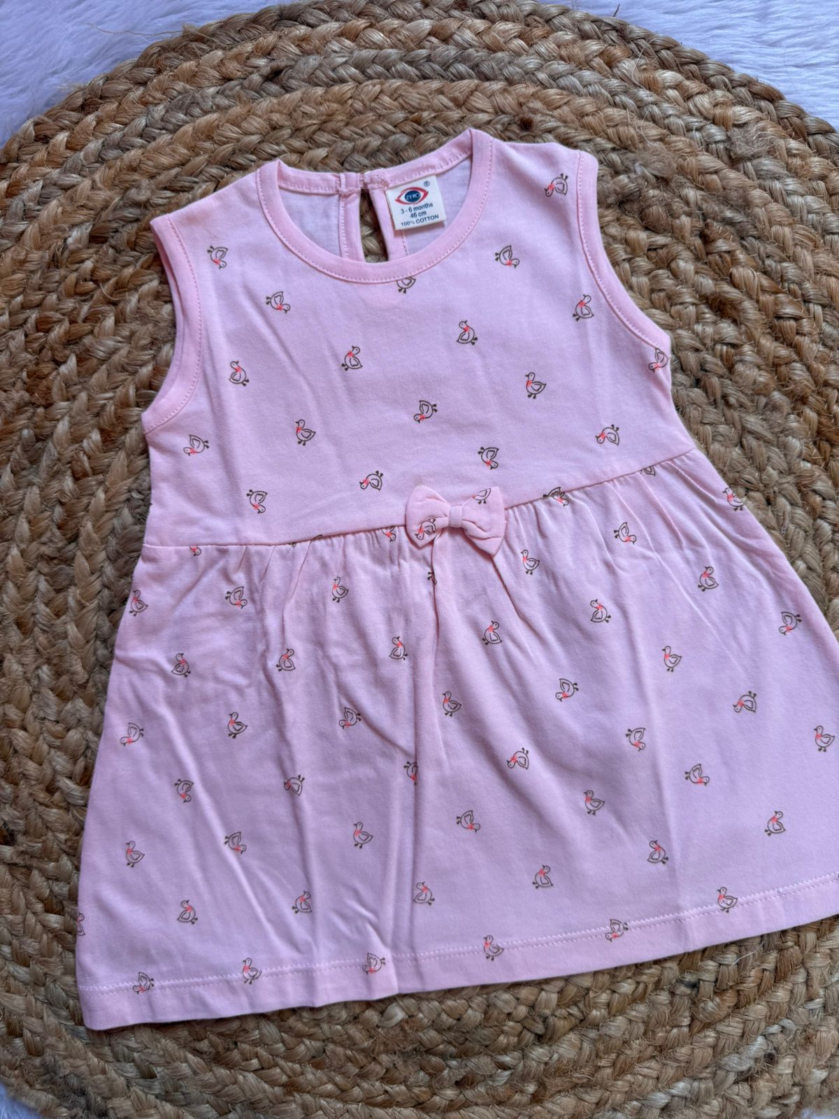 Premium Baby Knitted Sleeveless Frocks - Baby Pink