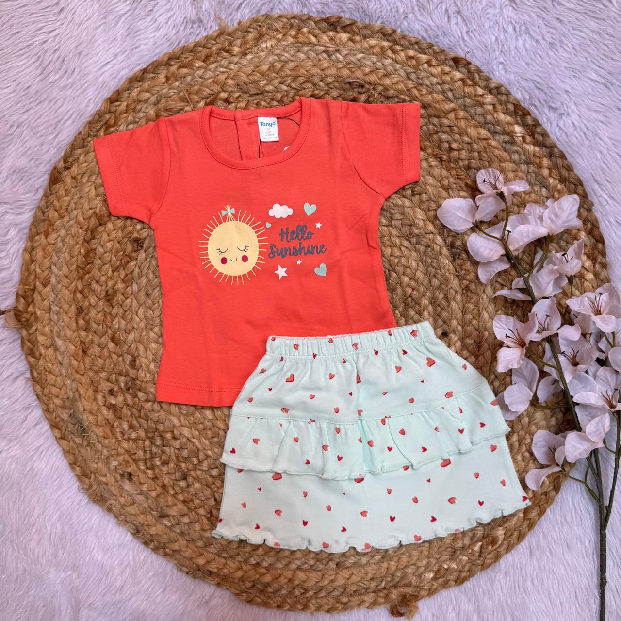 T-Shirt & Skirt Girls Sets - Red Sunshine