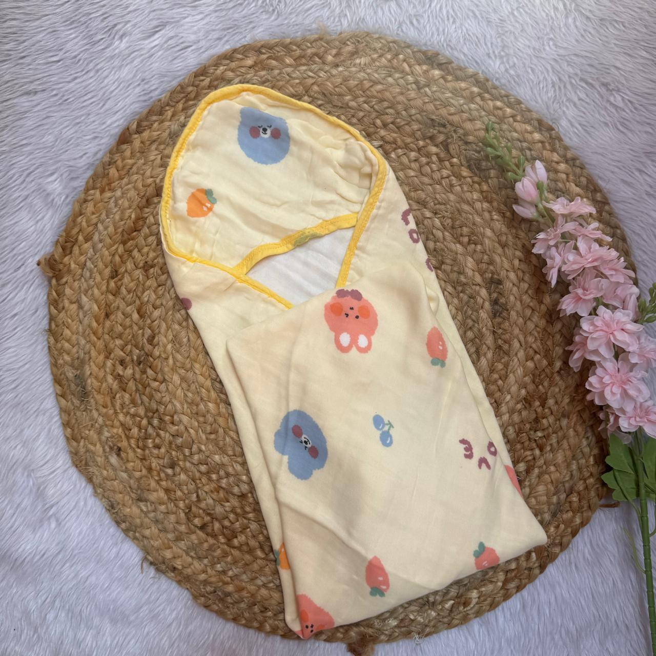 Muslin 6 Layer Hooded Towel - Yellow