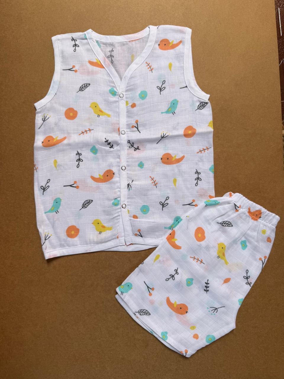 Muslin Jabla and Shorts Set - Birds