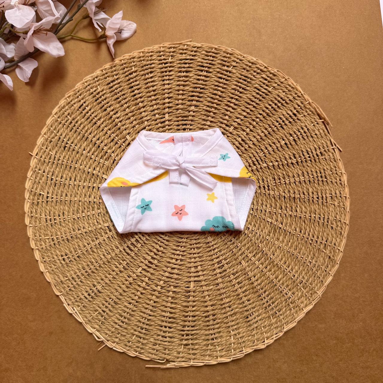 Muslin Baby Nappy - Clouds, Moon & Stars