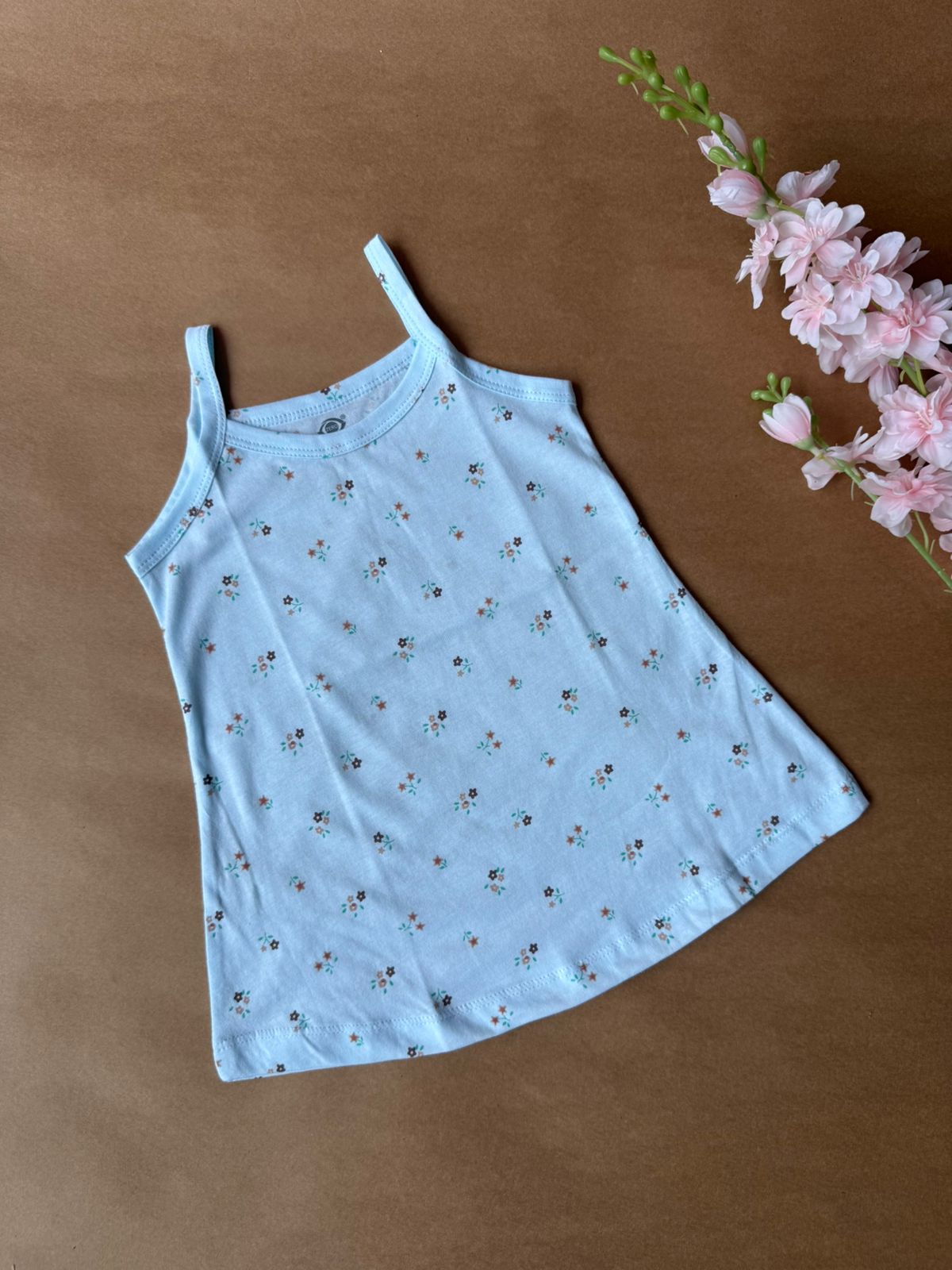 Girl Baby Slips – Sky blue Flowers