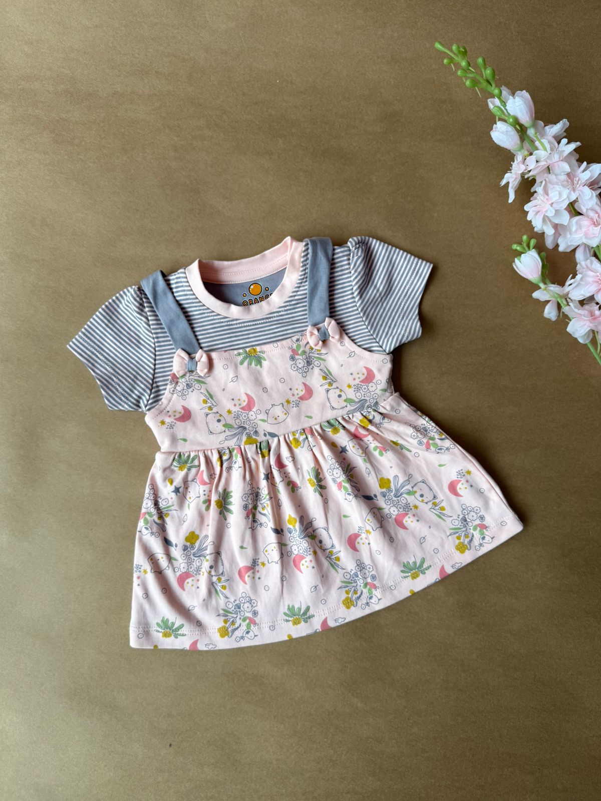 Premium Baby Knitted Frocks - Peach Pink