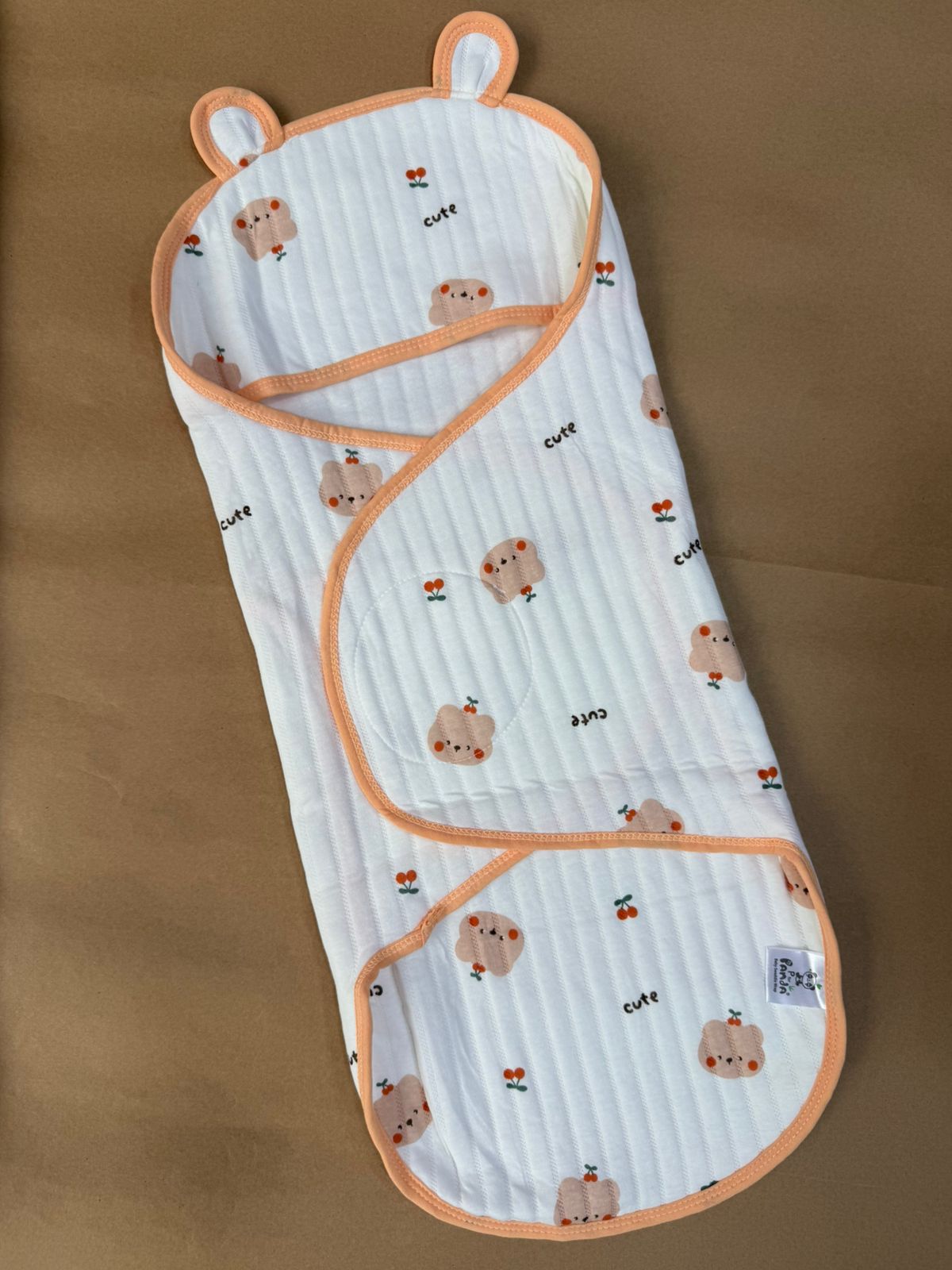 Premium Baby Swaddle - Orange Cute Velcro Type