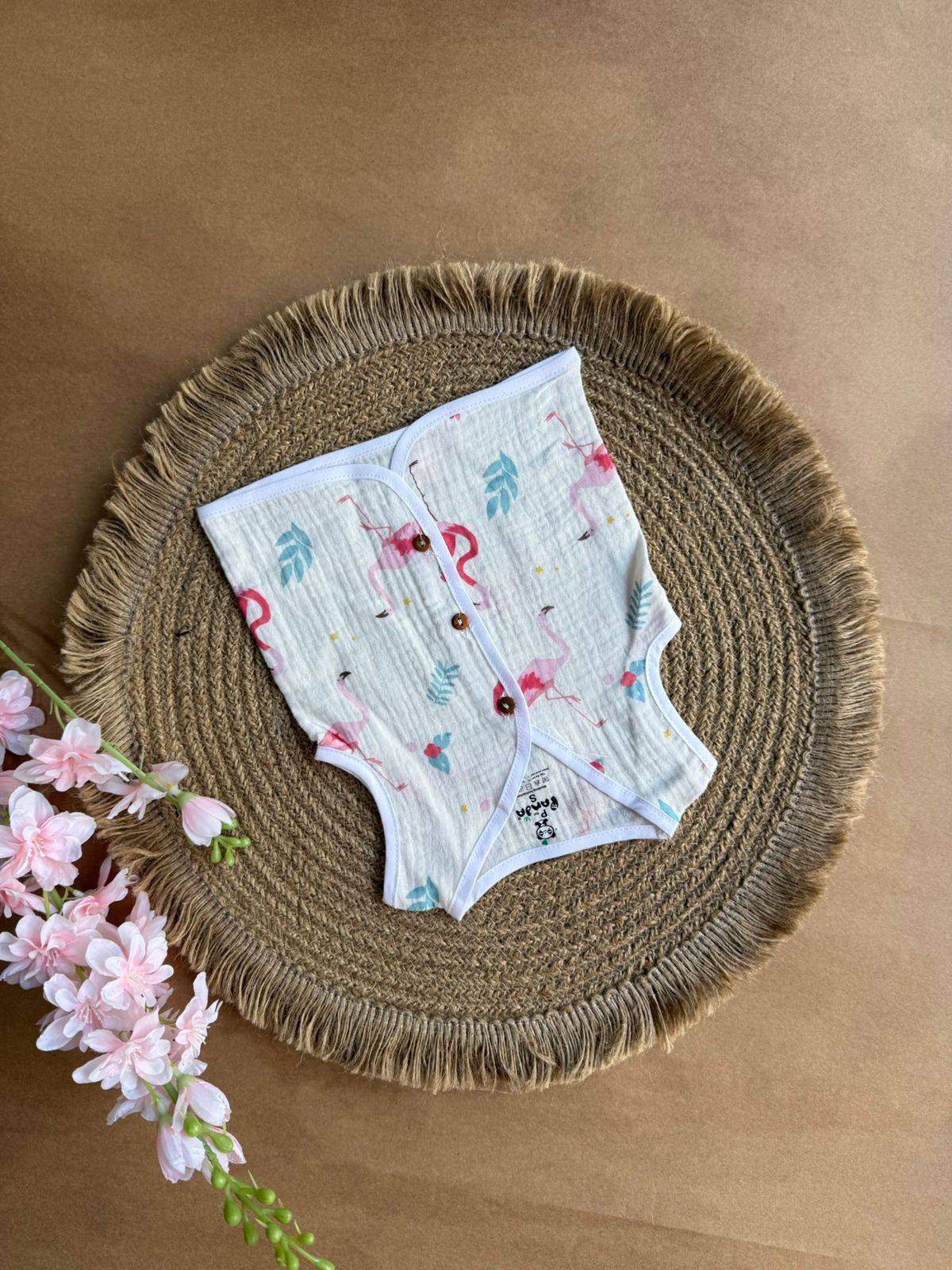Crinkled Muslin Baby Jabla – Flamingo