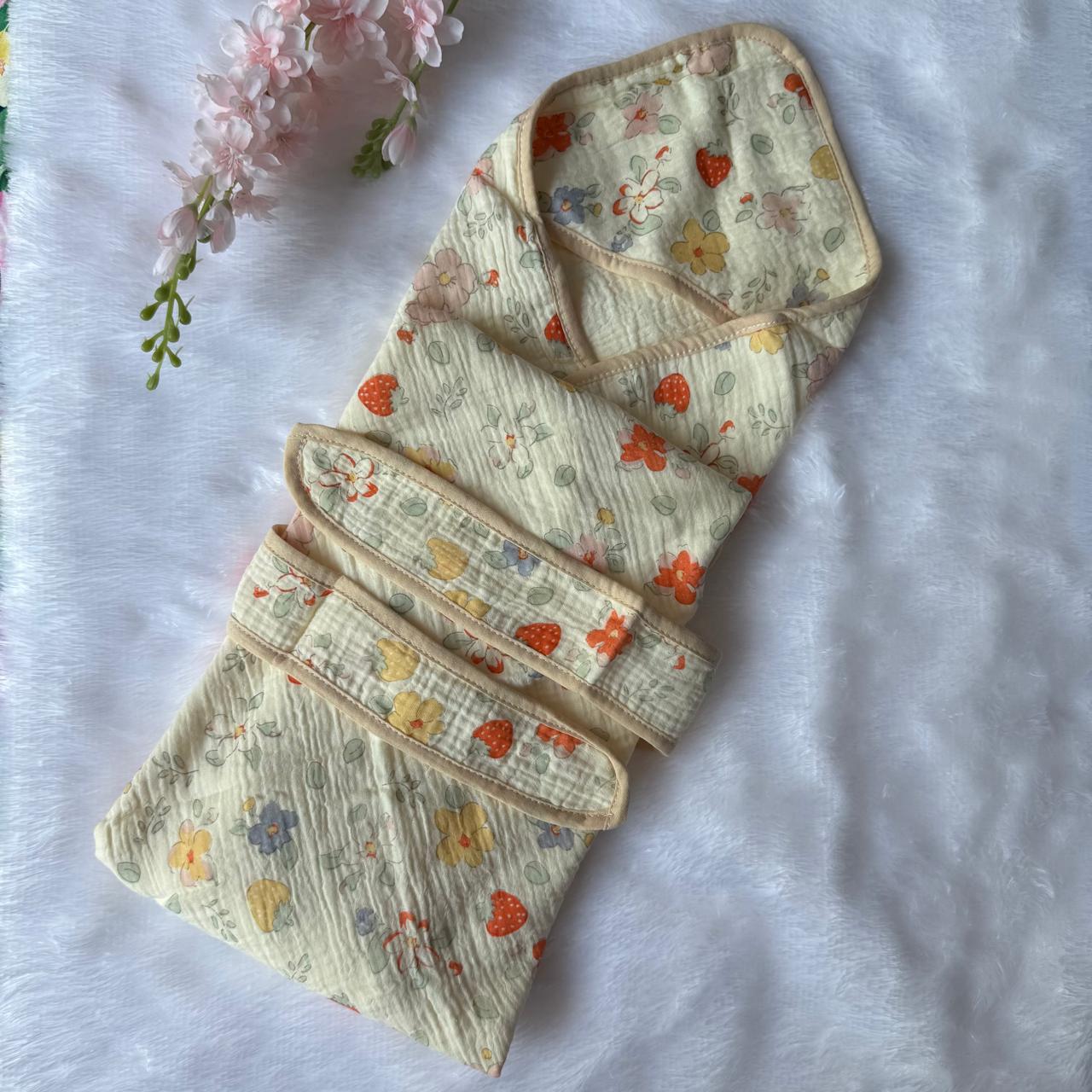 Crinkled Muslin Hooded Towel - Florals