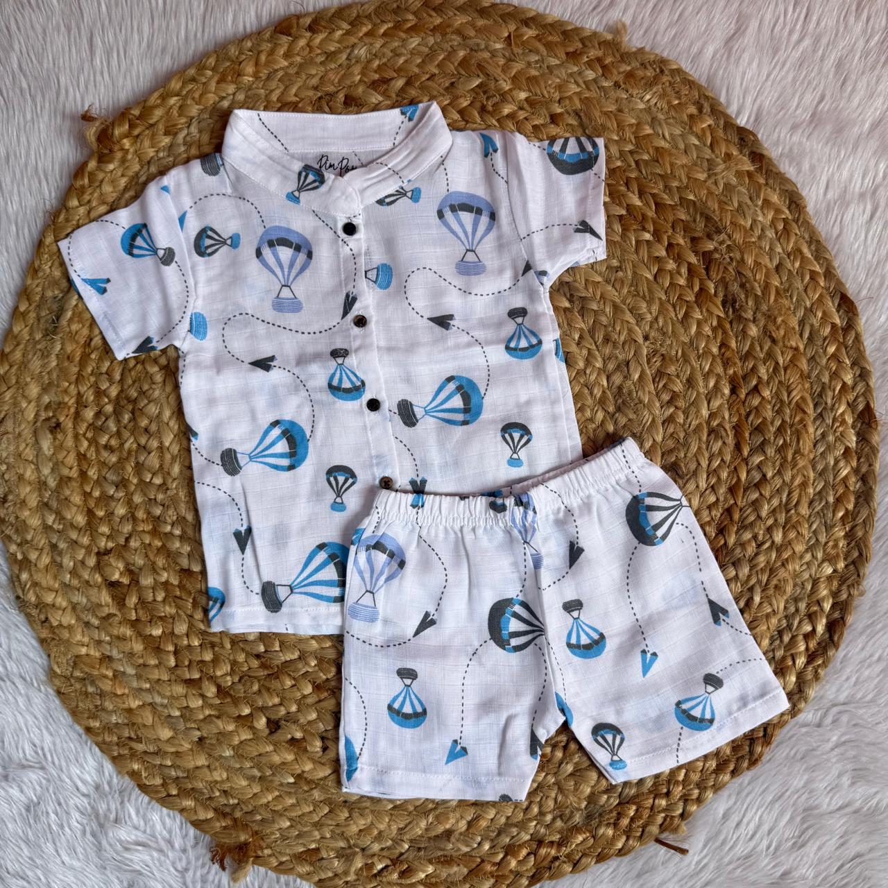 Boys Shirt and Shorts Set - Blue Parachute