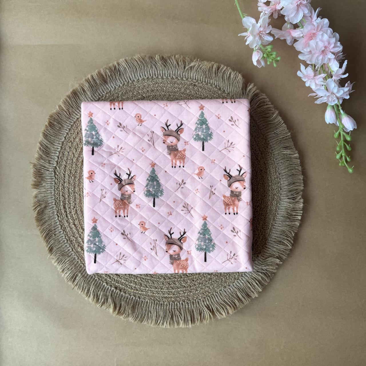 Premium Swaddle/ Wrapper/ Receiving Blanket - Pink Deer