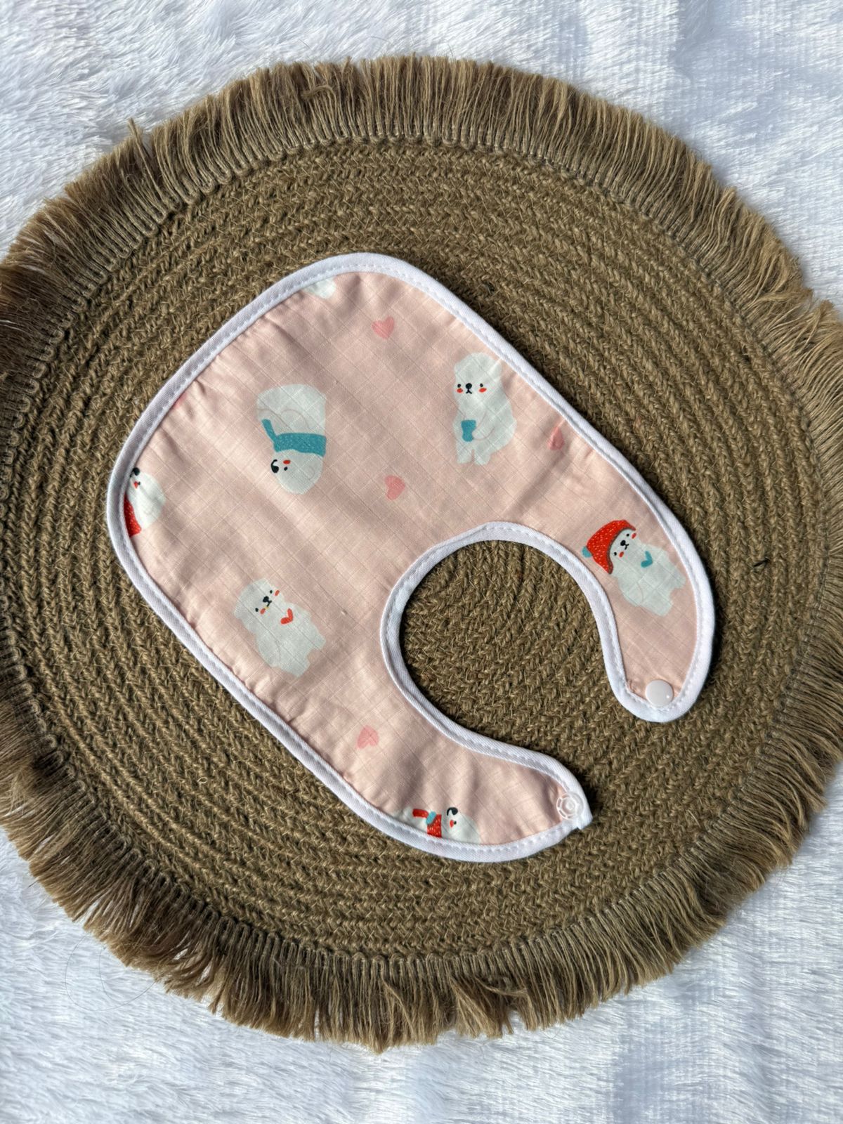 Baby Bibs - Pink Snow Bear