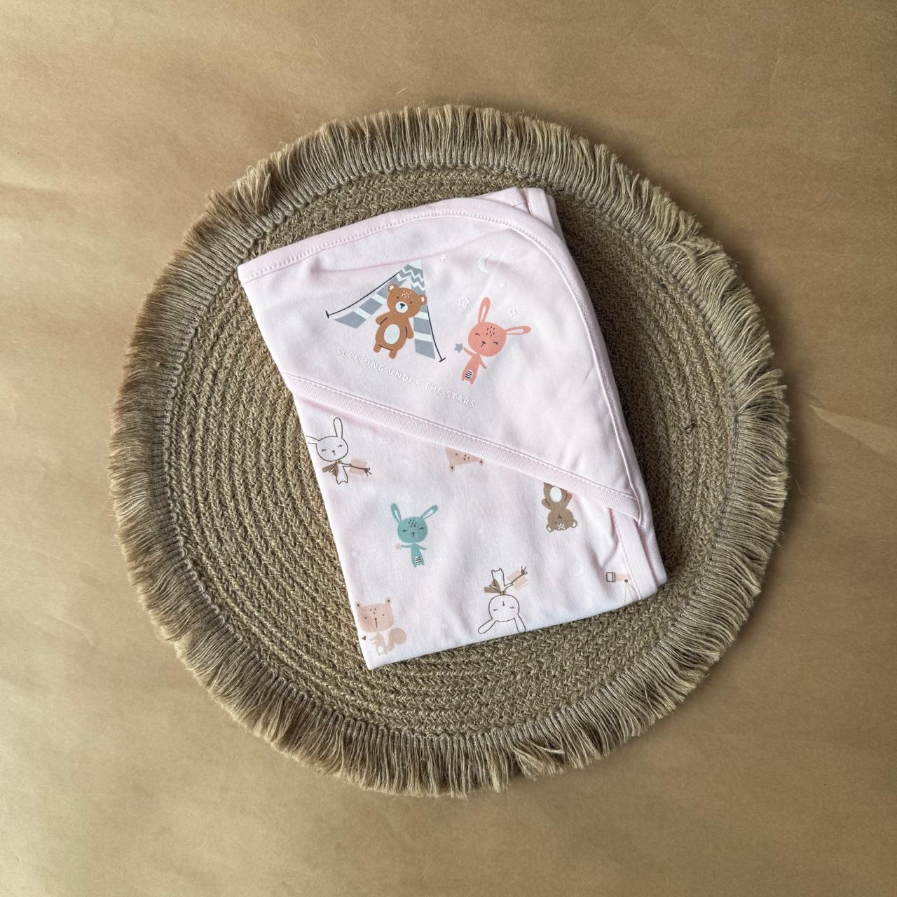 Hooded Towel - Baby Pink
