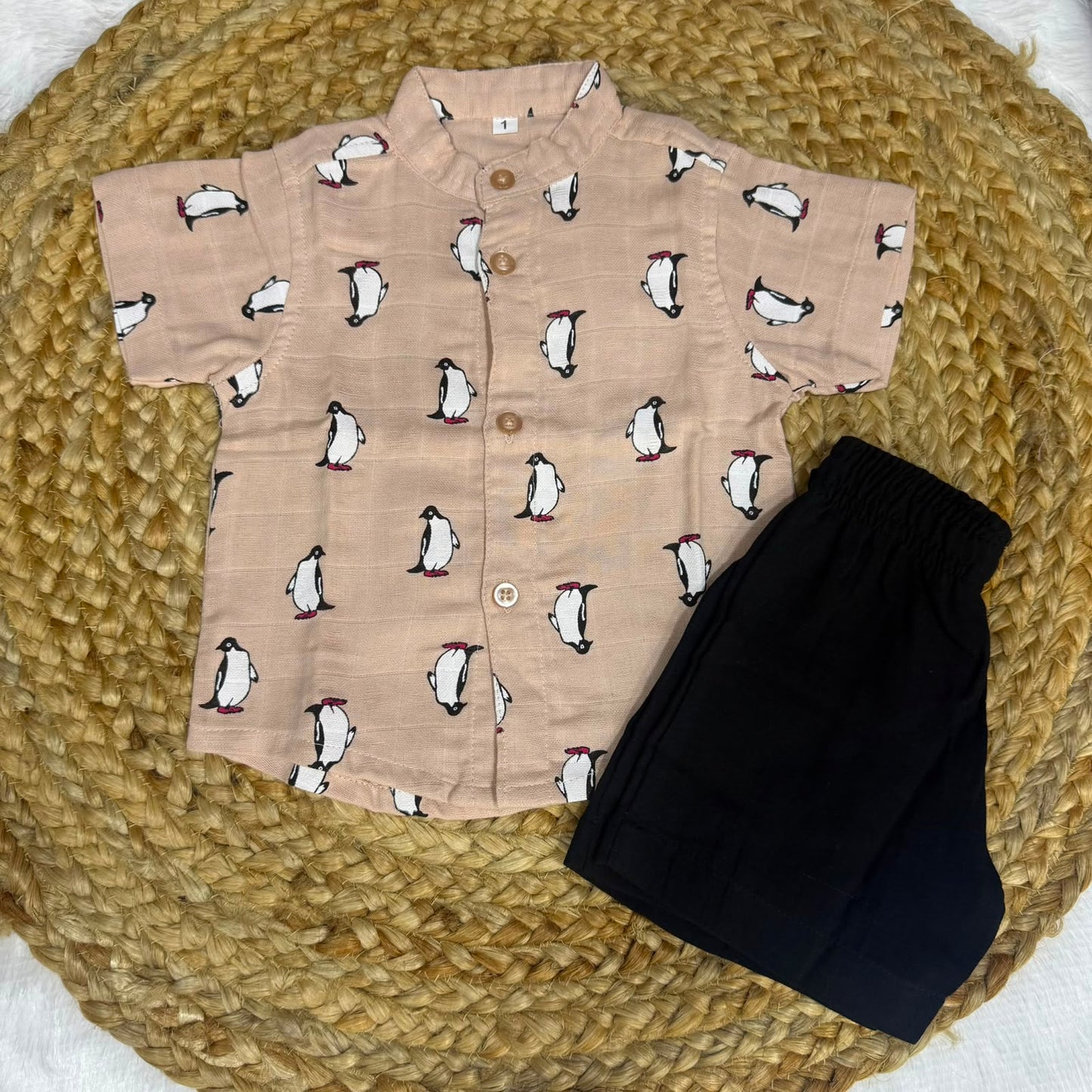 Boys Shirt and Shorts Set - Penguin