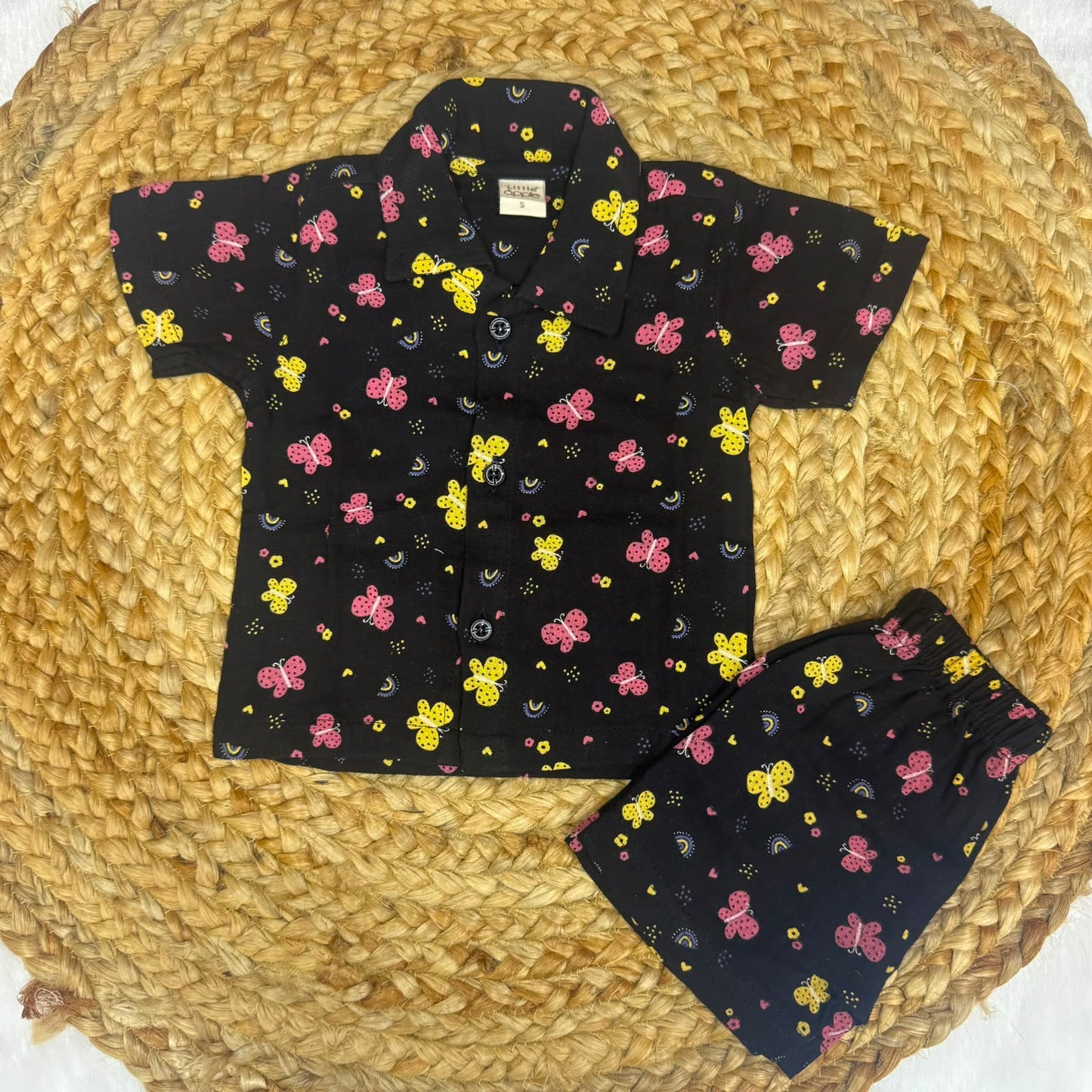 Boys Shirt and Shorts Set - Black Butterfly