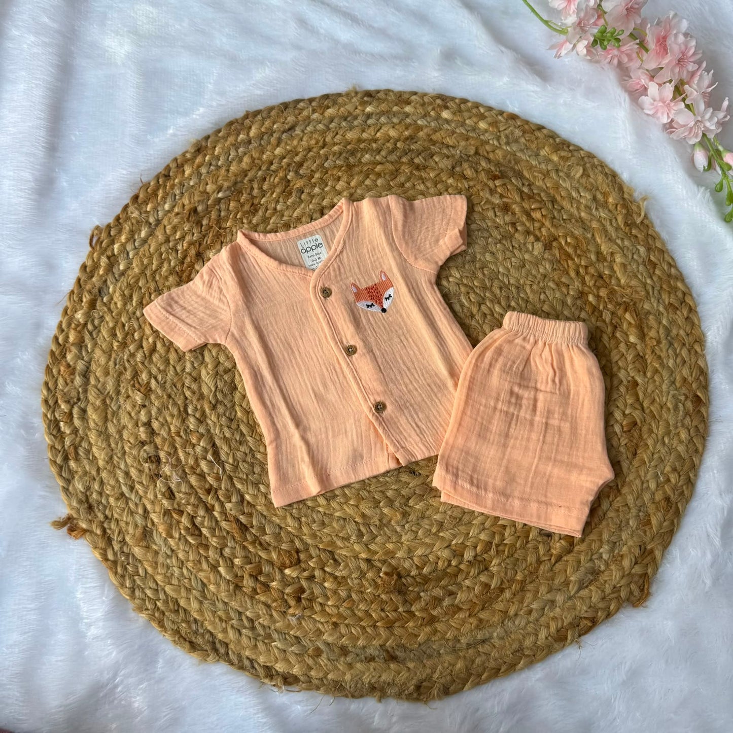 Muslin Jabla and Shorts Set - Light Orange