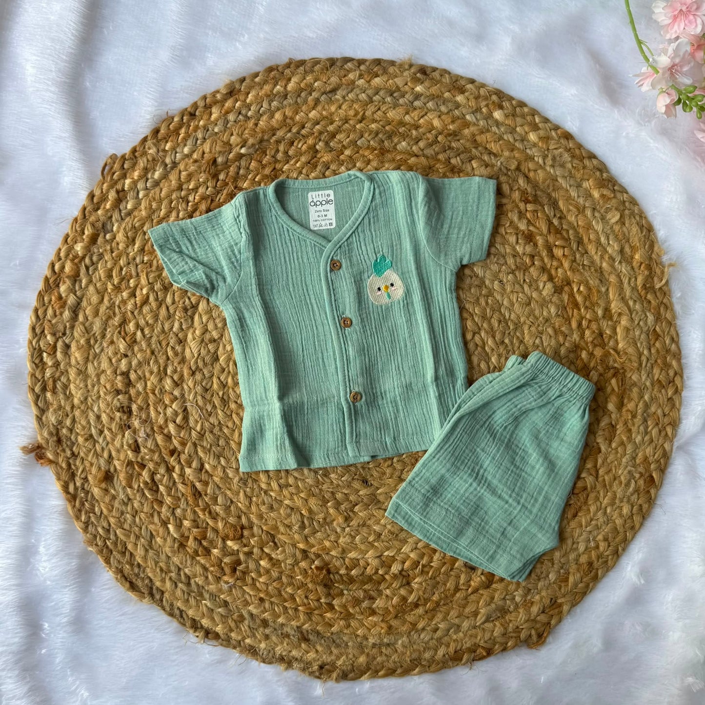 Muslin Jabla and Shorts Set - Green