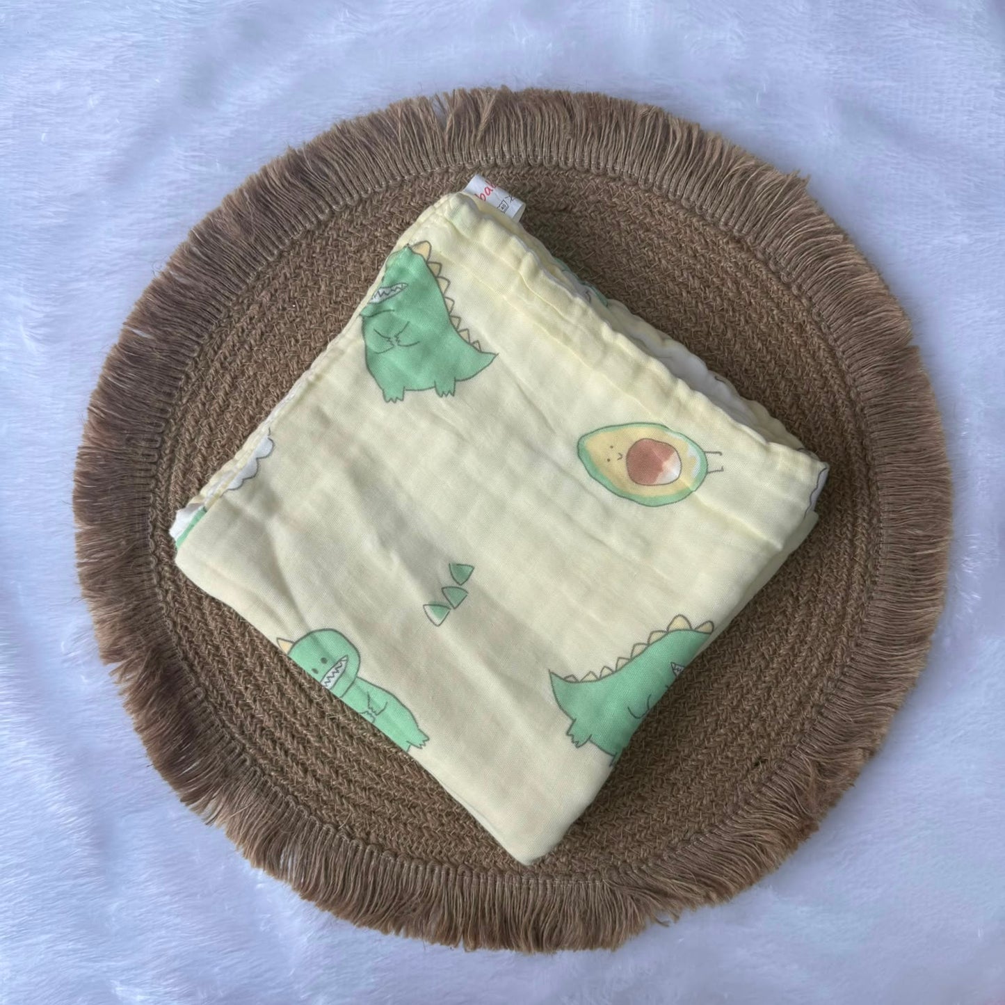 Muslin 6 Layer Bath Towels - Yellow Dino