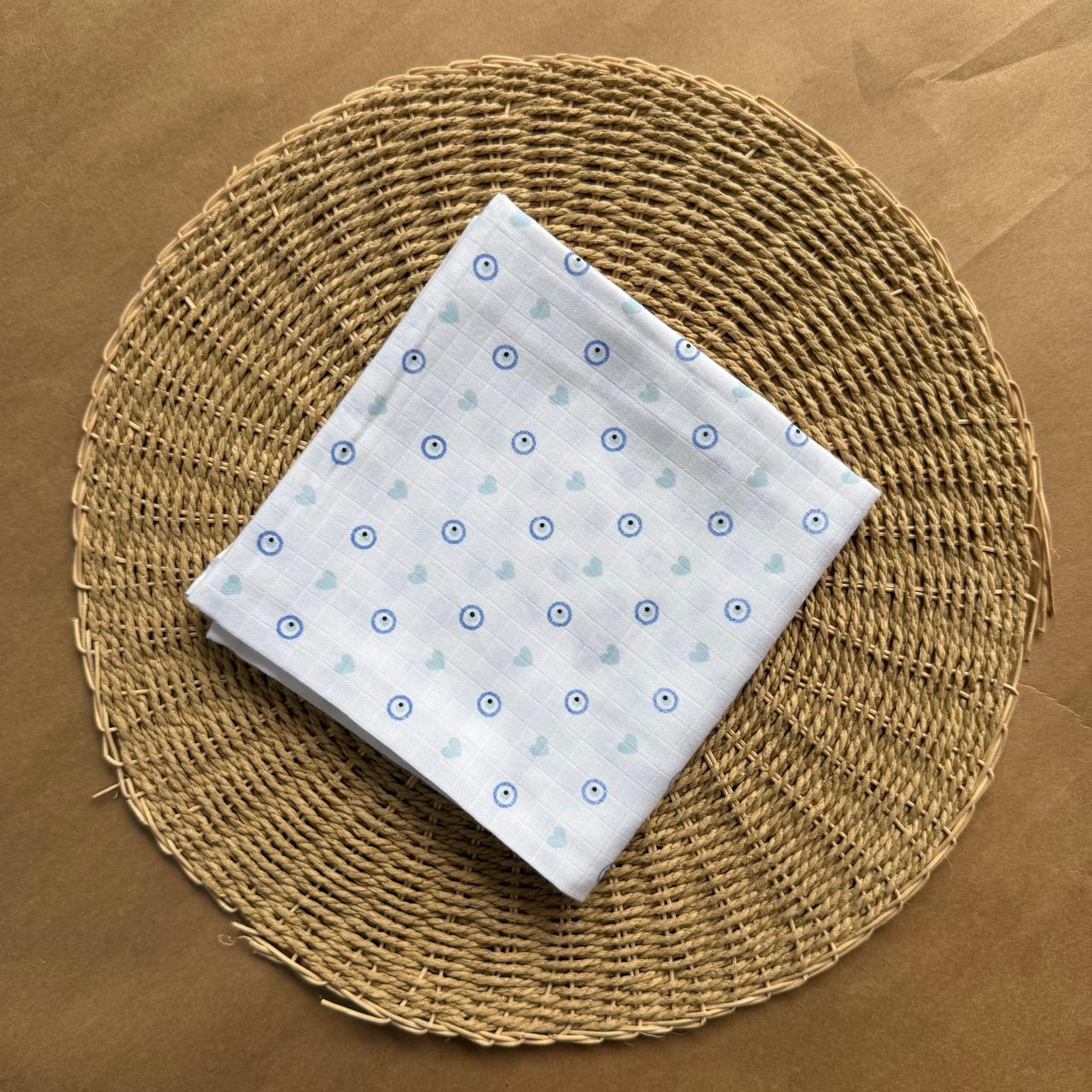 Muslin Small Baby Bath towel - Evil Eye