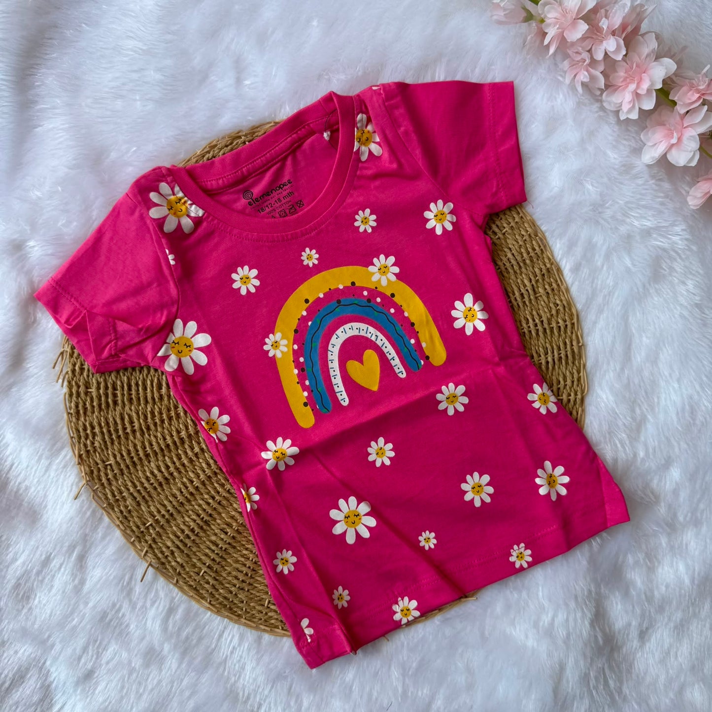Girl Baby T-Shirt - Pink Rainbow