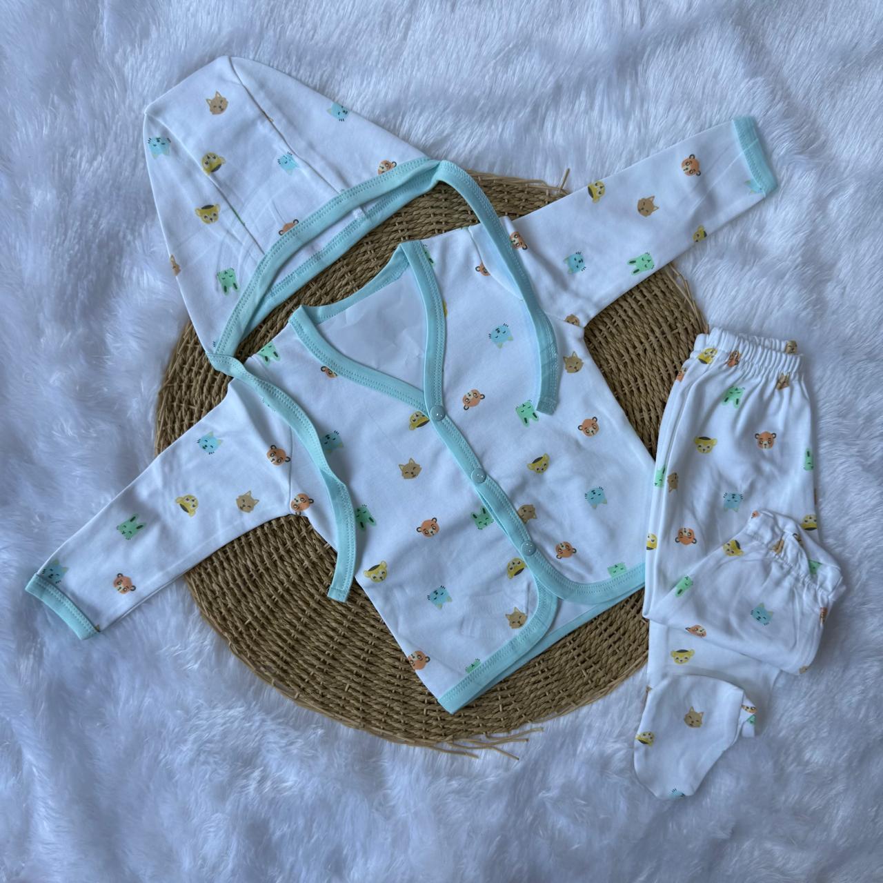 Sleepsuit With Cap - Aqua Blue