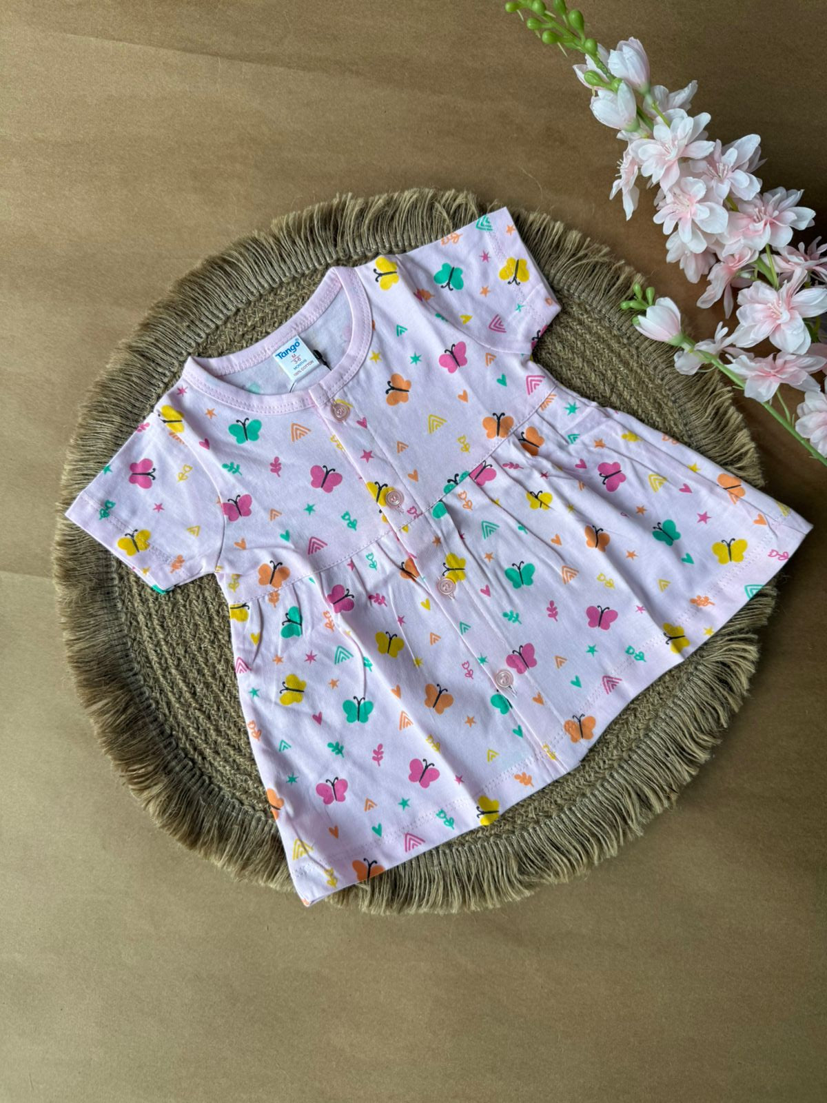 Front Open Baby Knitted Frocks - Baby Pink