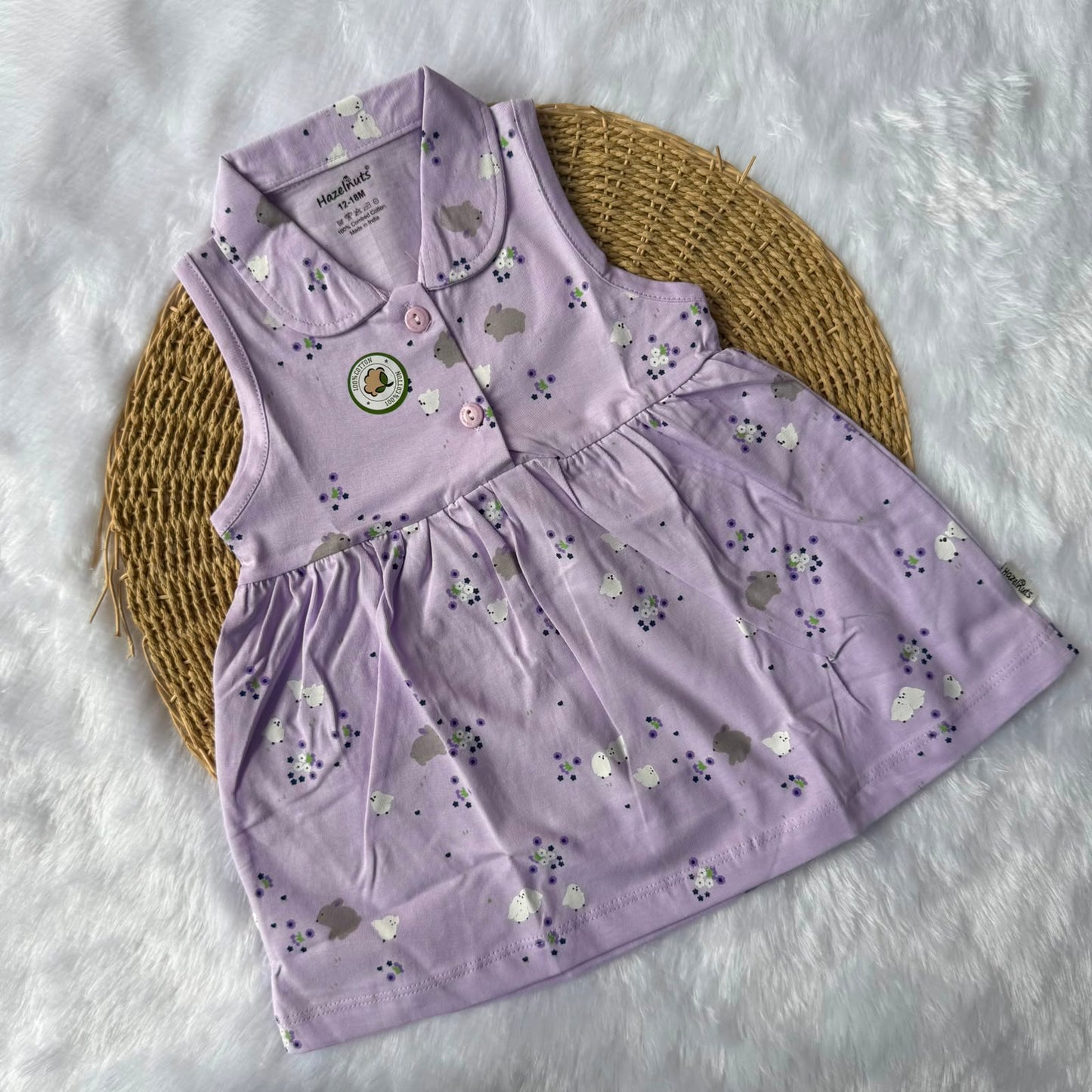 Premium Baby Knitted Collar Sleeveless Frocks - Purple