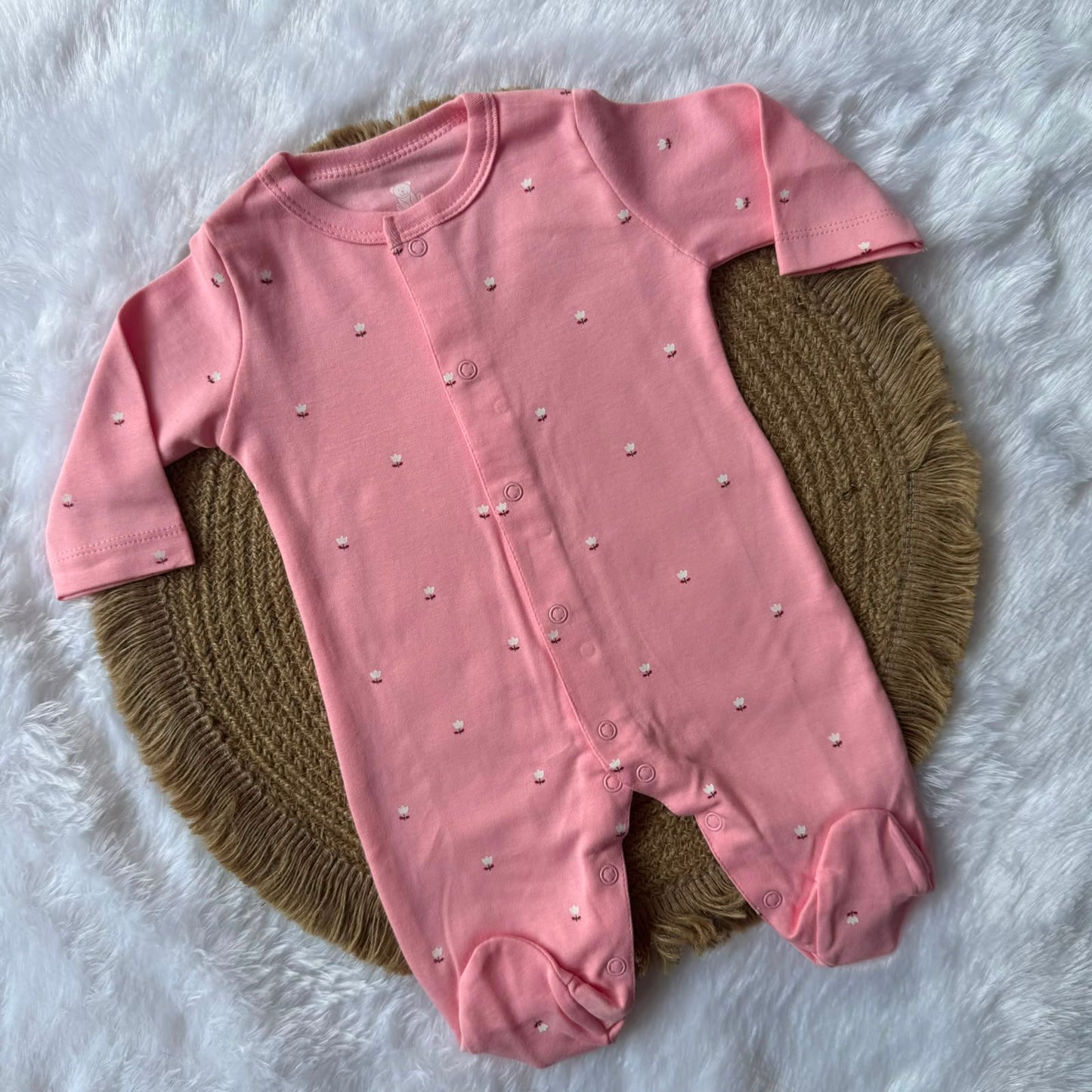 Sleepsuit - Pink White Flowers