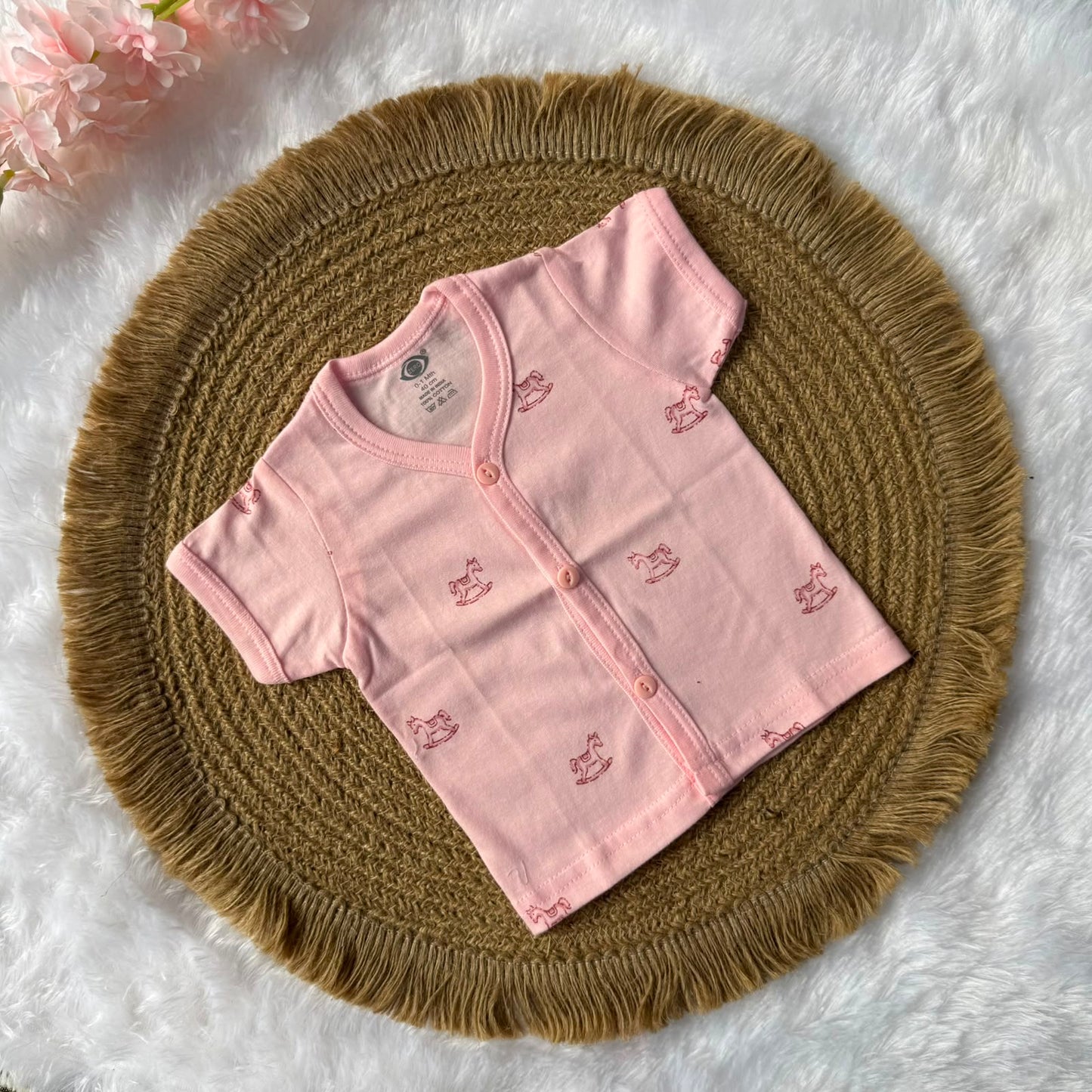 Knitted Baby Jabla with Sleeve - Pink Horse