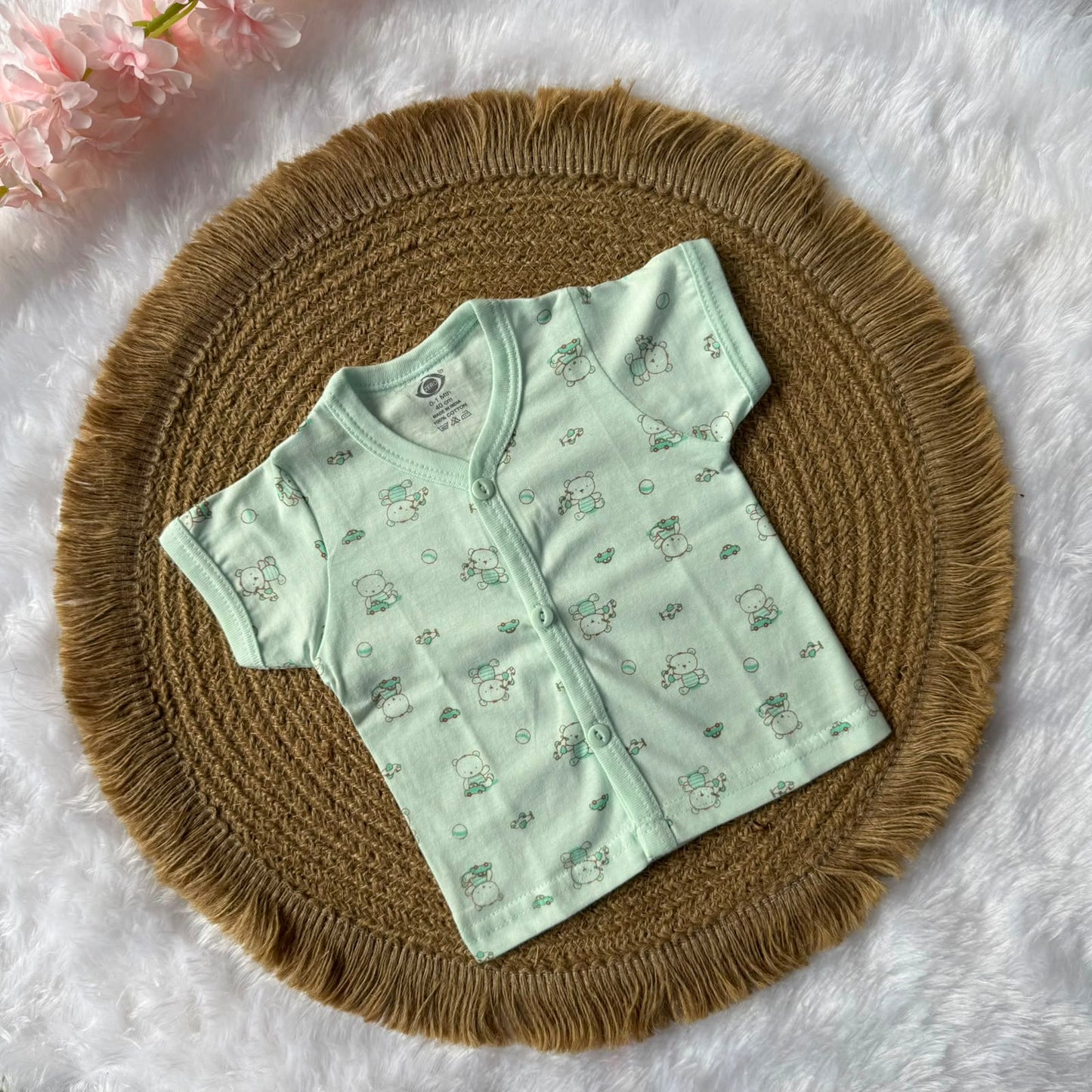 Knitted Baby Jabla with Sleeve - Green Teddy