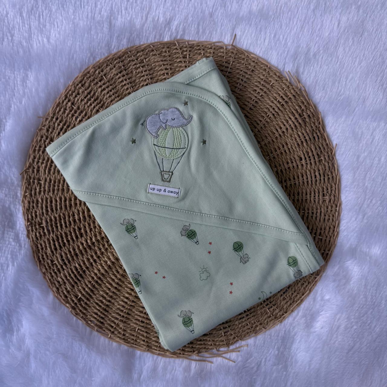 Knitted Hooded Towel - Green