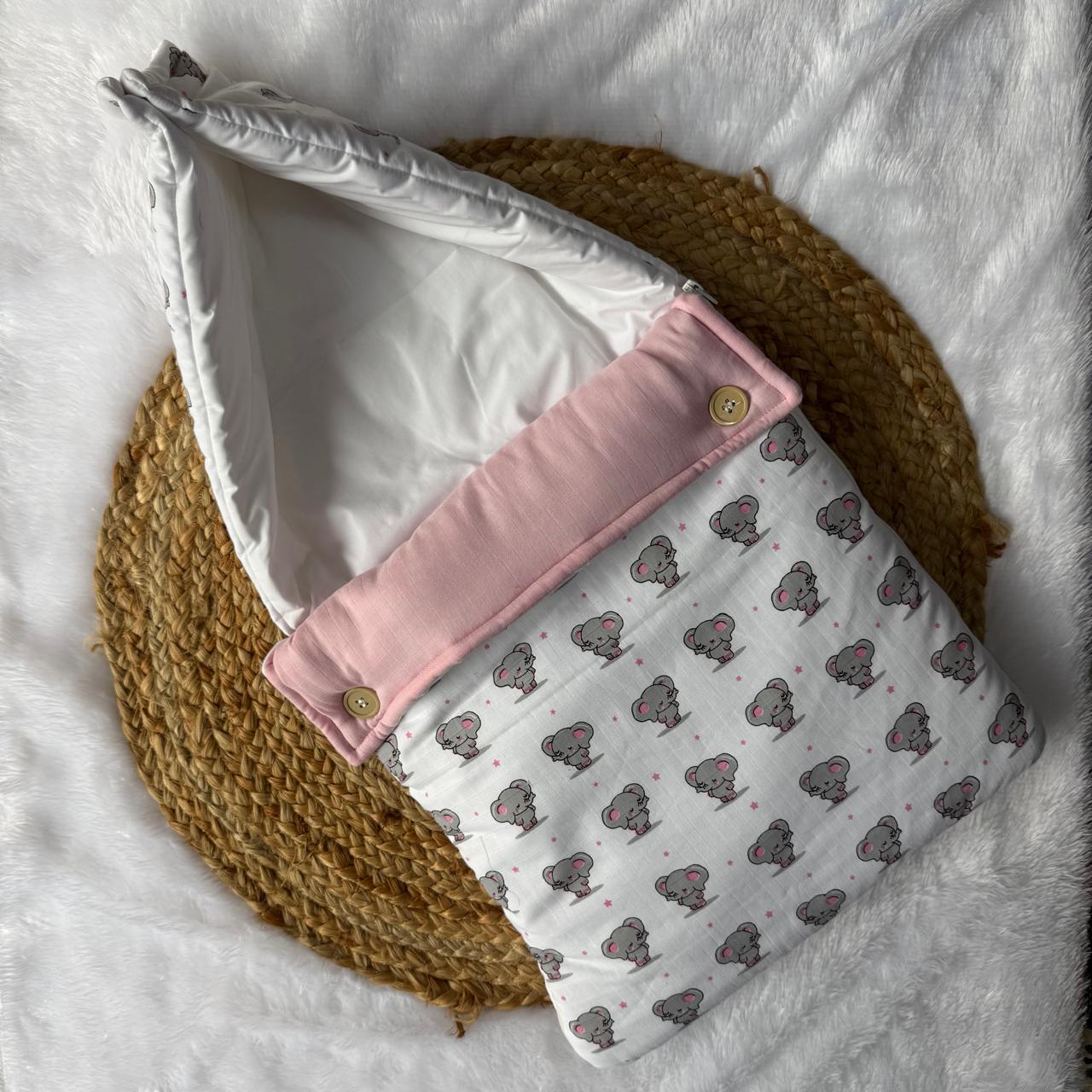 Muslin Baby Carry Bed - Dancing Elephants