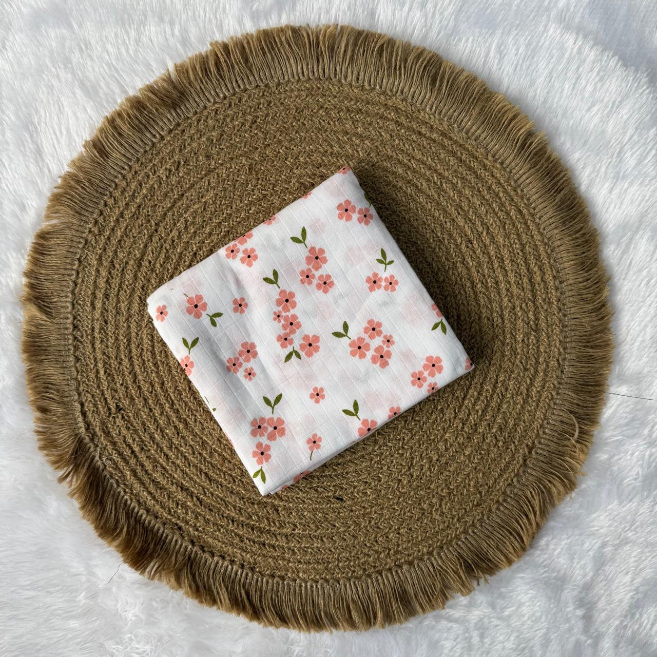 Muslin Swaddle/ Towel - Peach Flowers