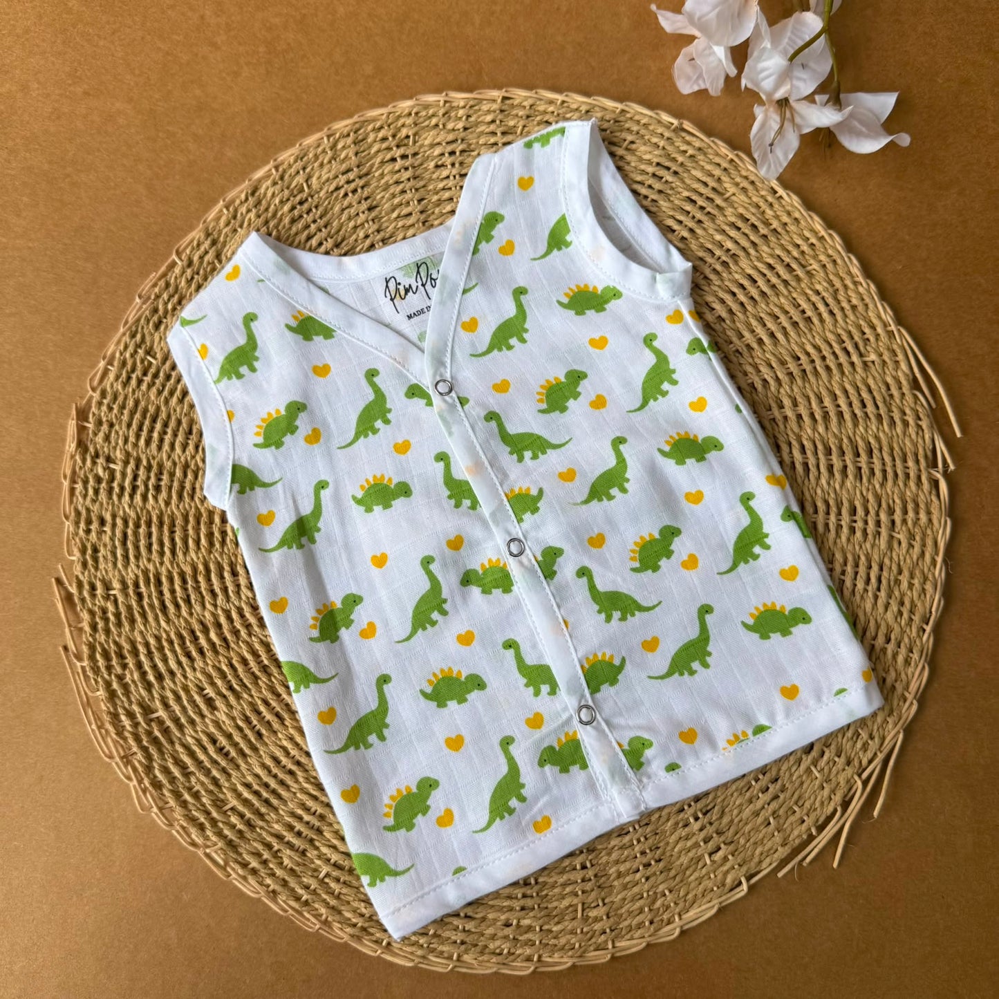 Premium Muslin Baby Jabla - Green Dino