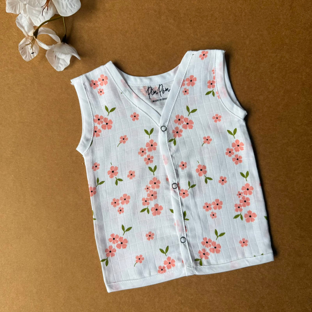 Premium Muslin Baby Jabla - Peach Flowers