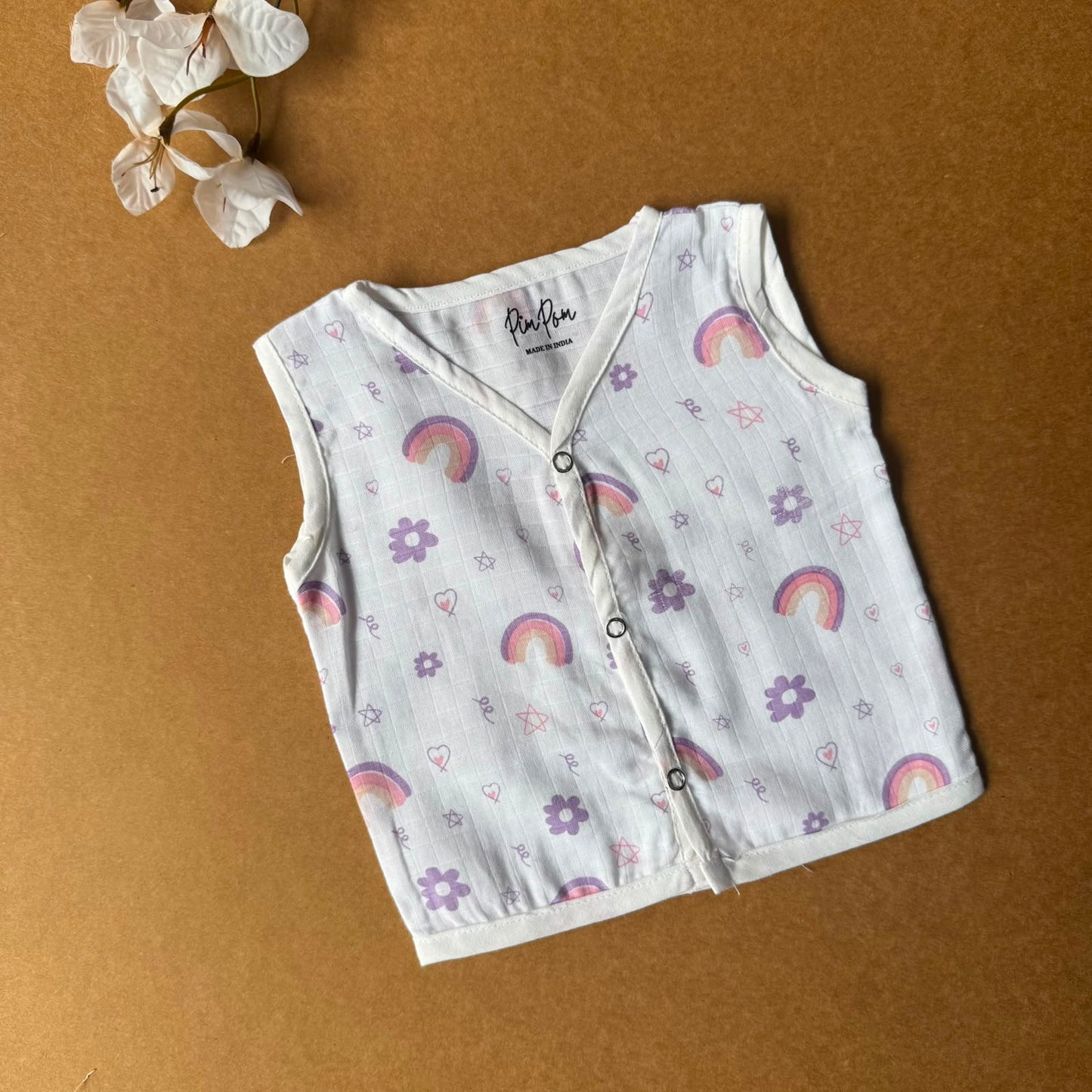 Premium Muslin Baby Jabla - Purple Rainbow
