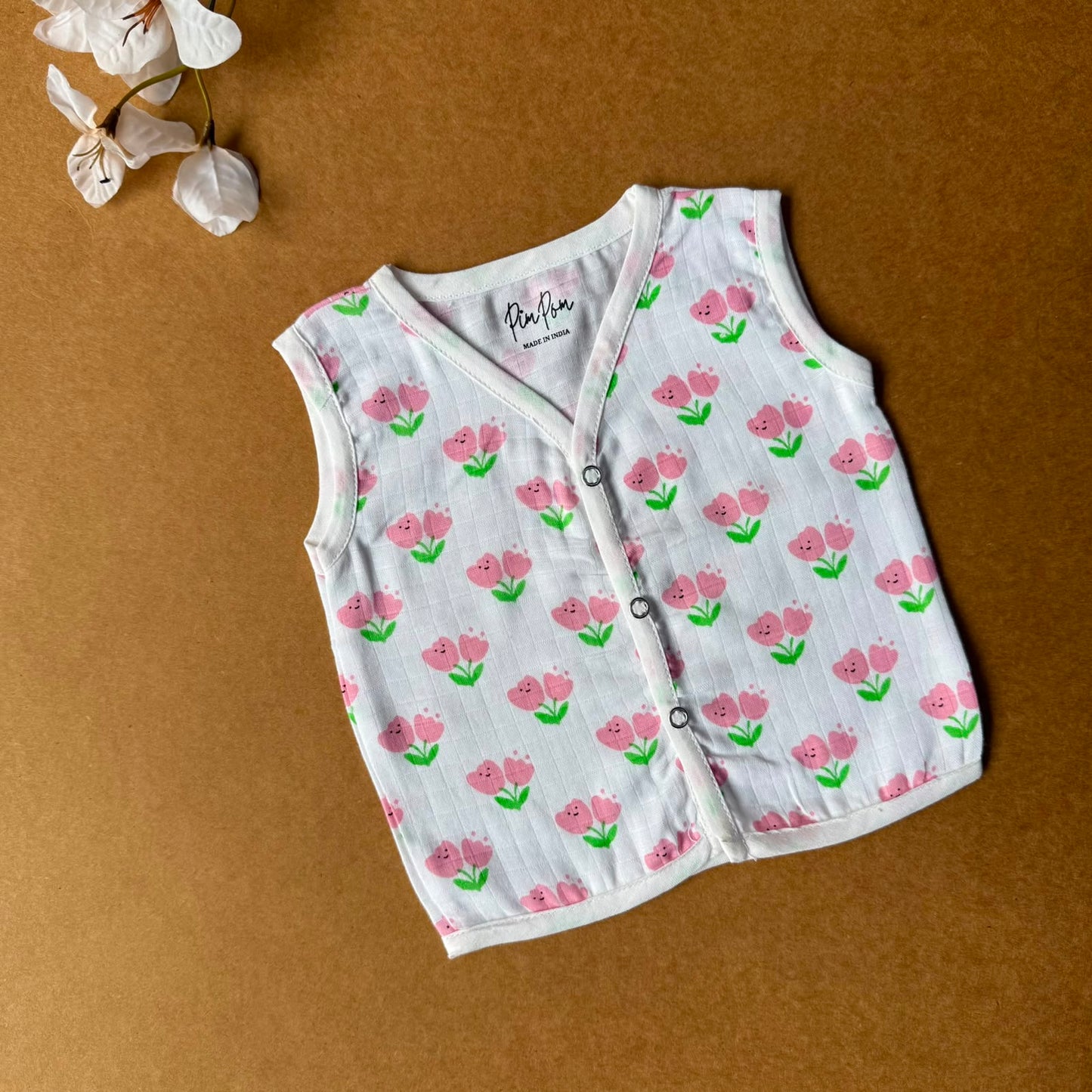 Premium Muslin Baby Jabla - Pink Flowers