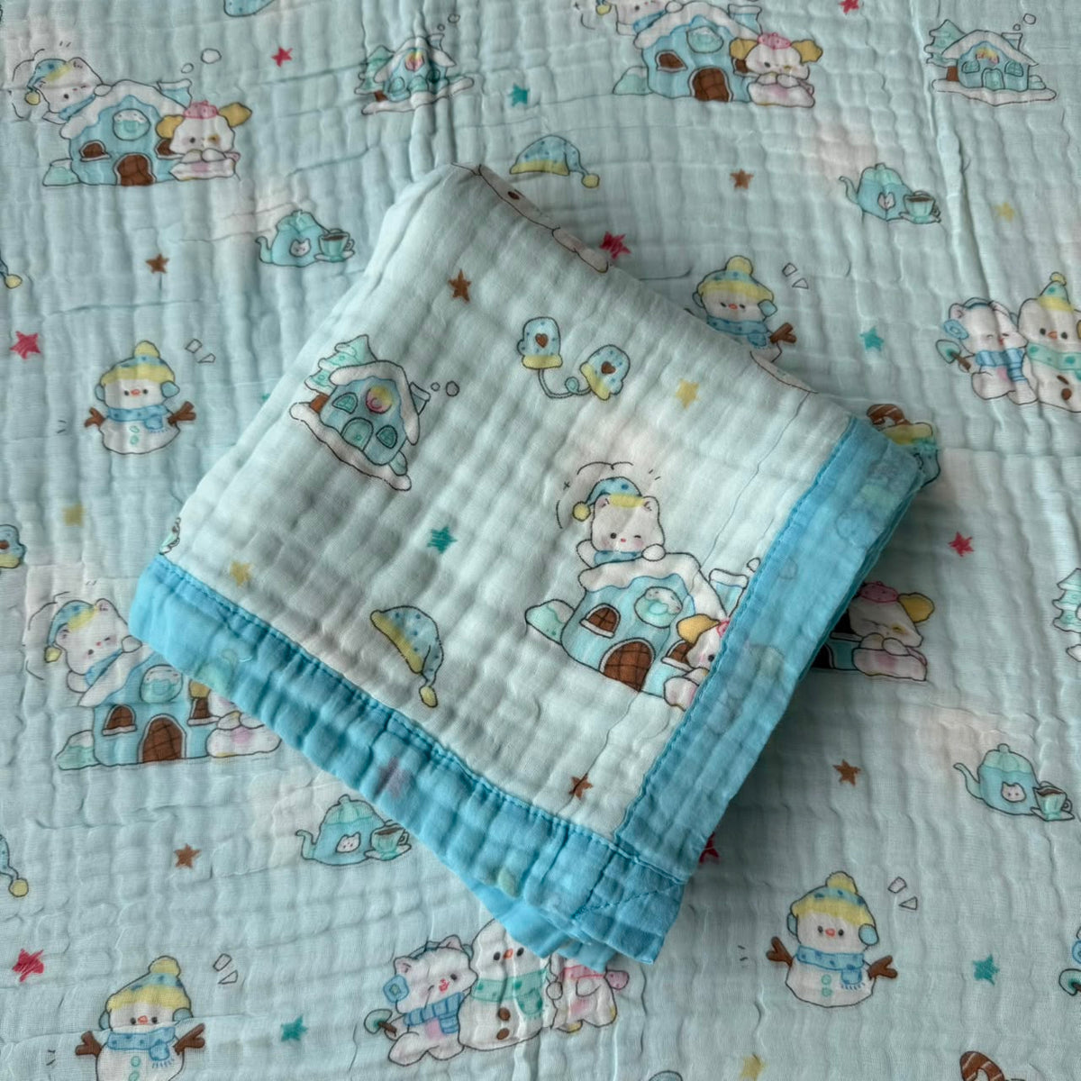 Muslin Blanket 6 Layer - Sky Blue