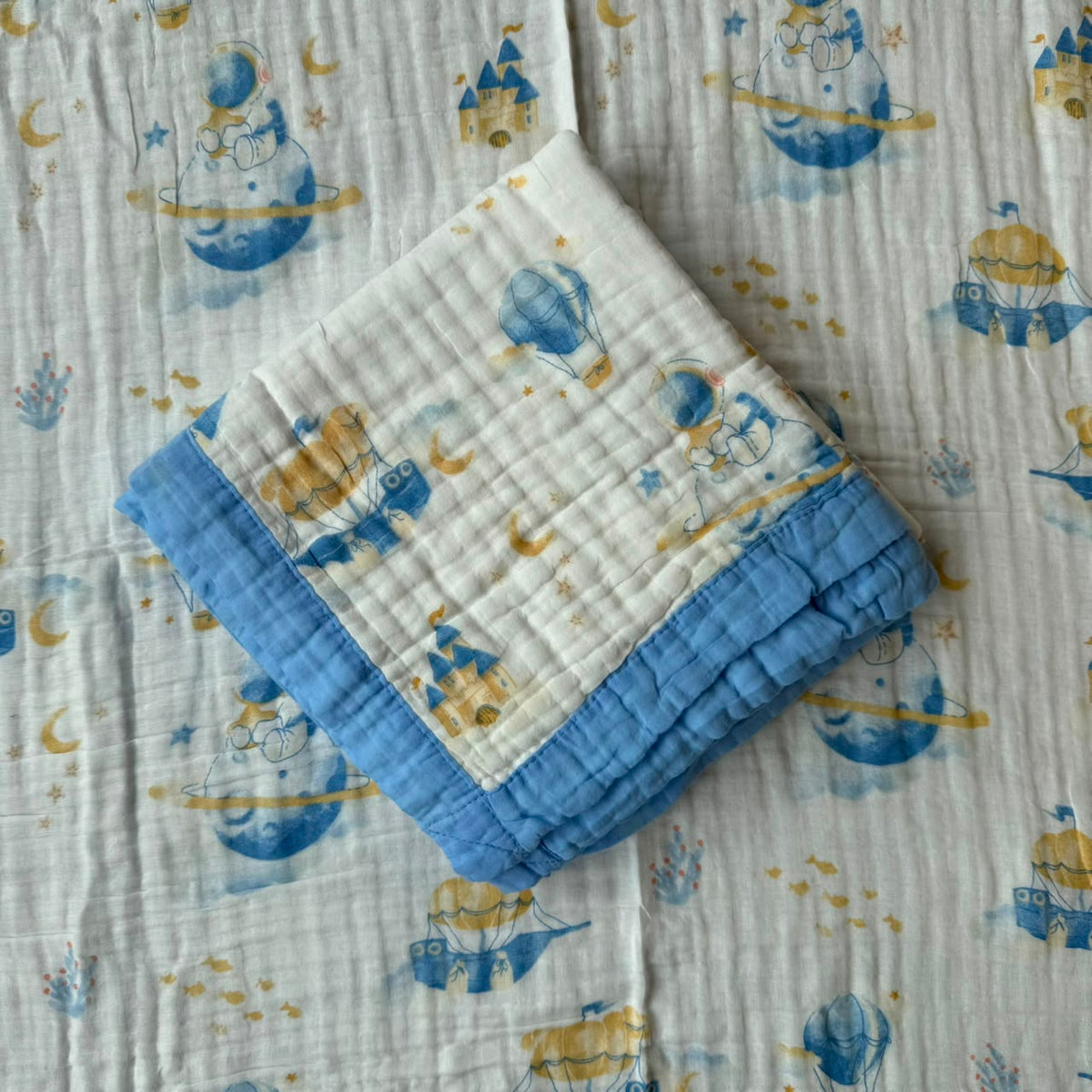 Muslin Blanket 6 Layer - Blue Parachute