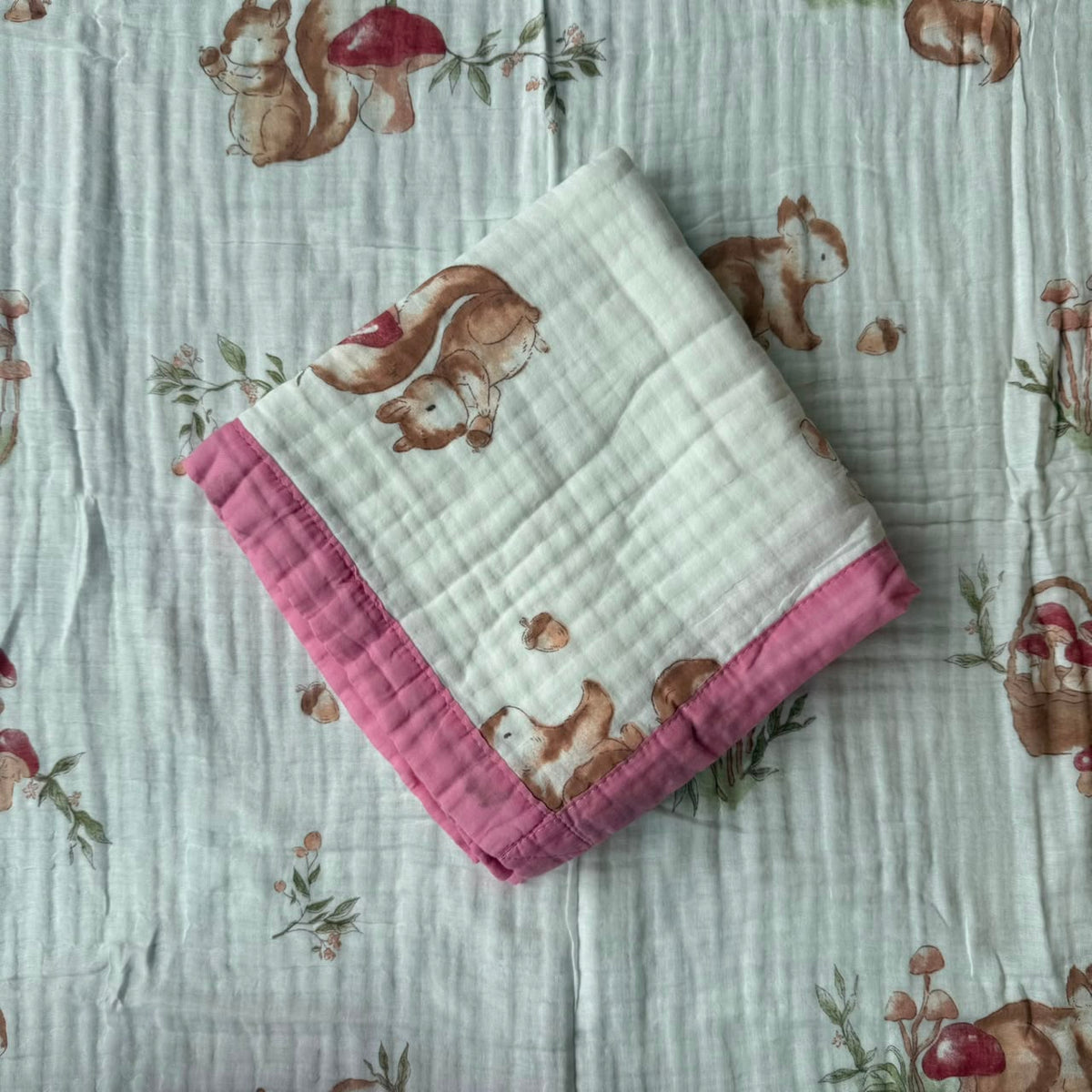 Muslin Blanket 6 Layer - Pink Squril