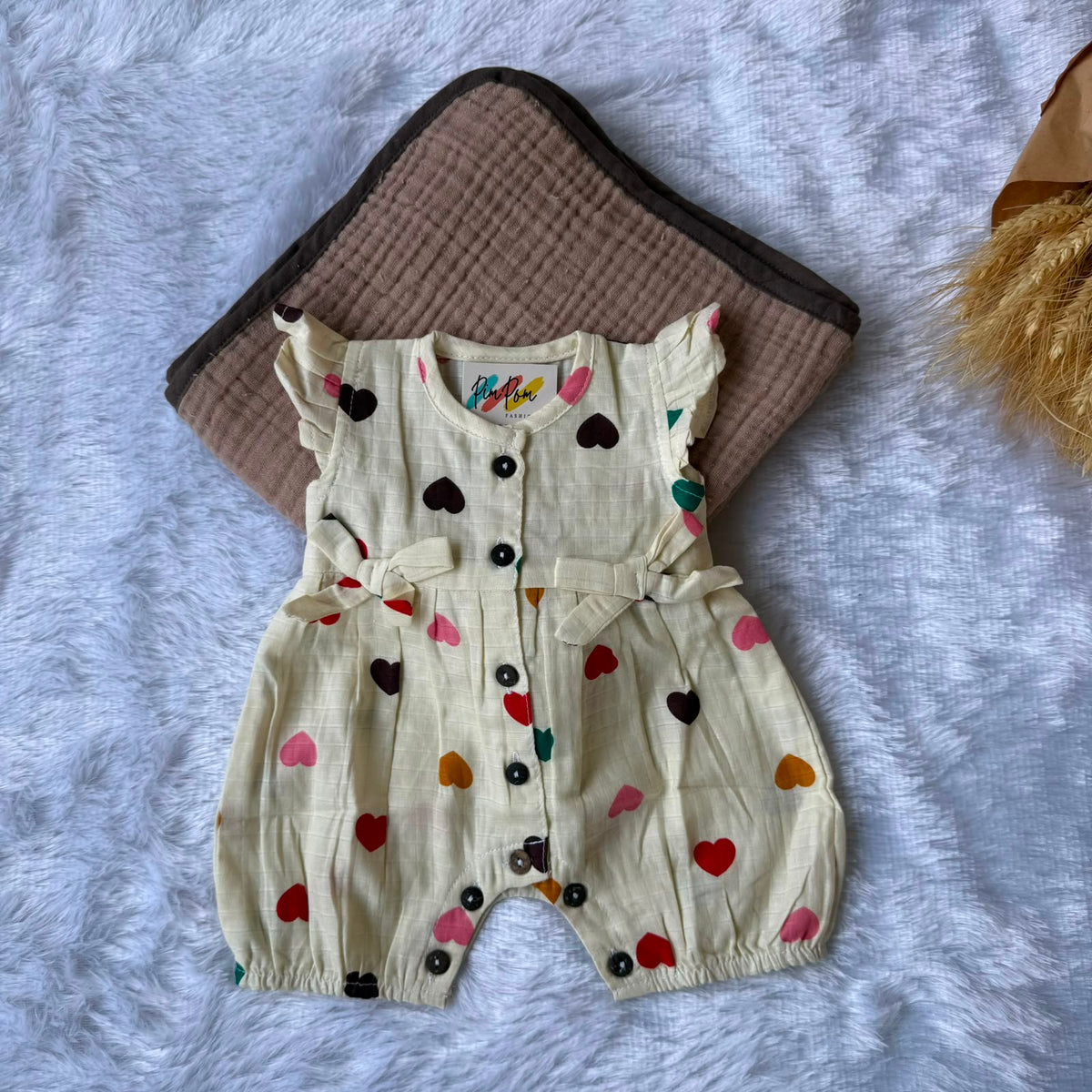 Muslin Baby Jumpsuit - Hearts