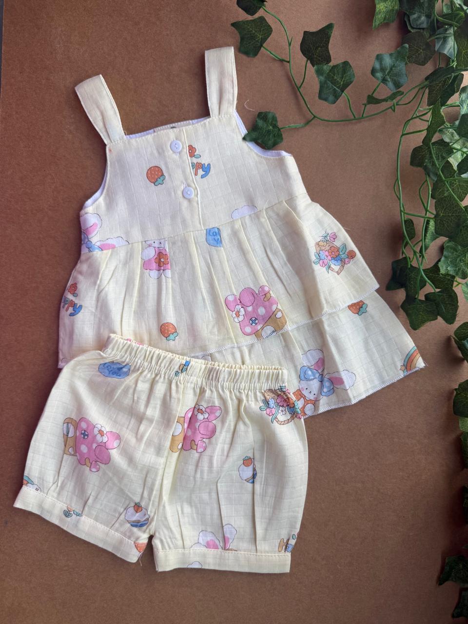Muslin Girl Baby Sets - Yellow Kitty