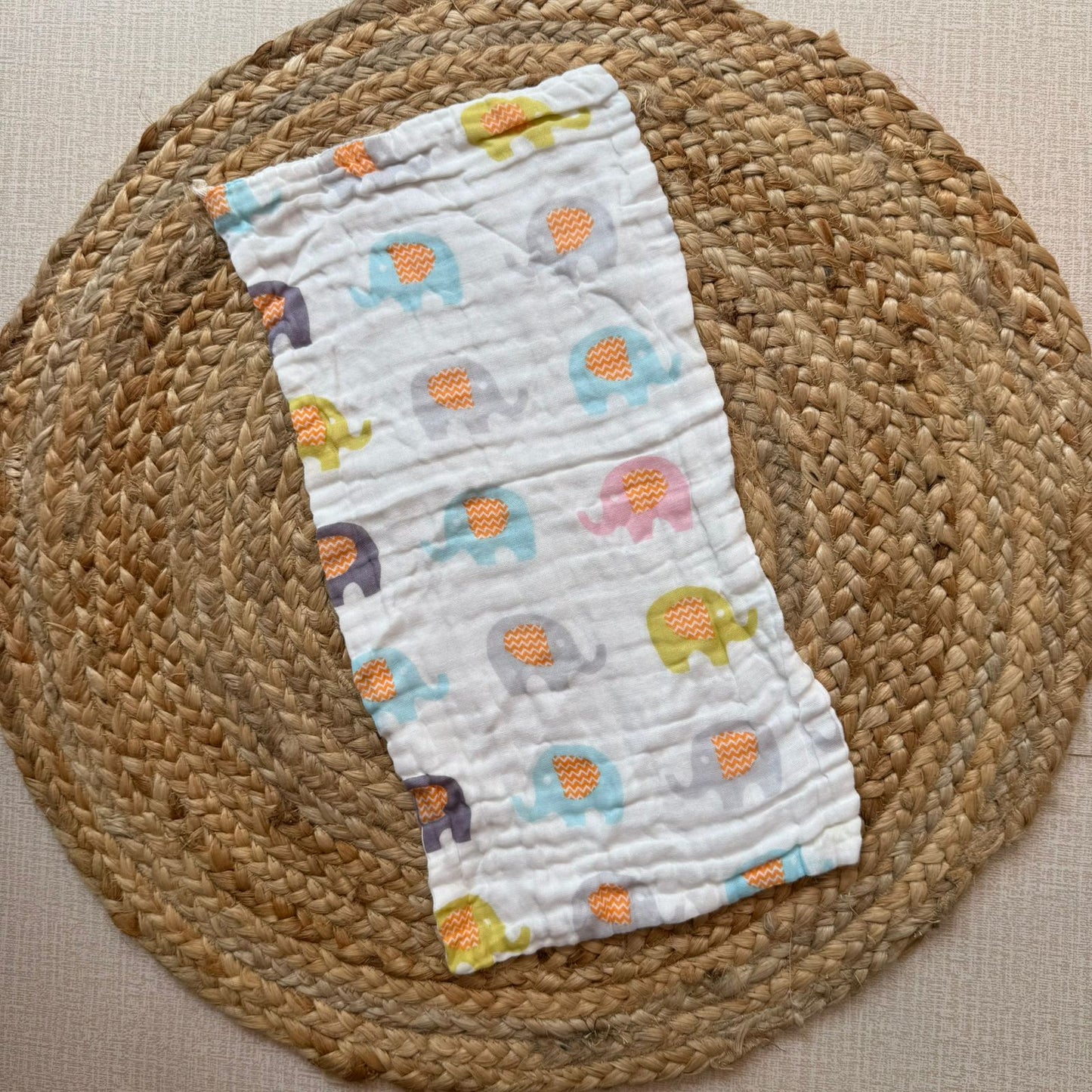 Baby Burp Cloth - 6 layer Muslin - Elephant