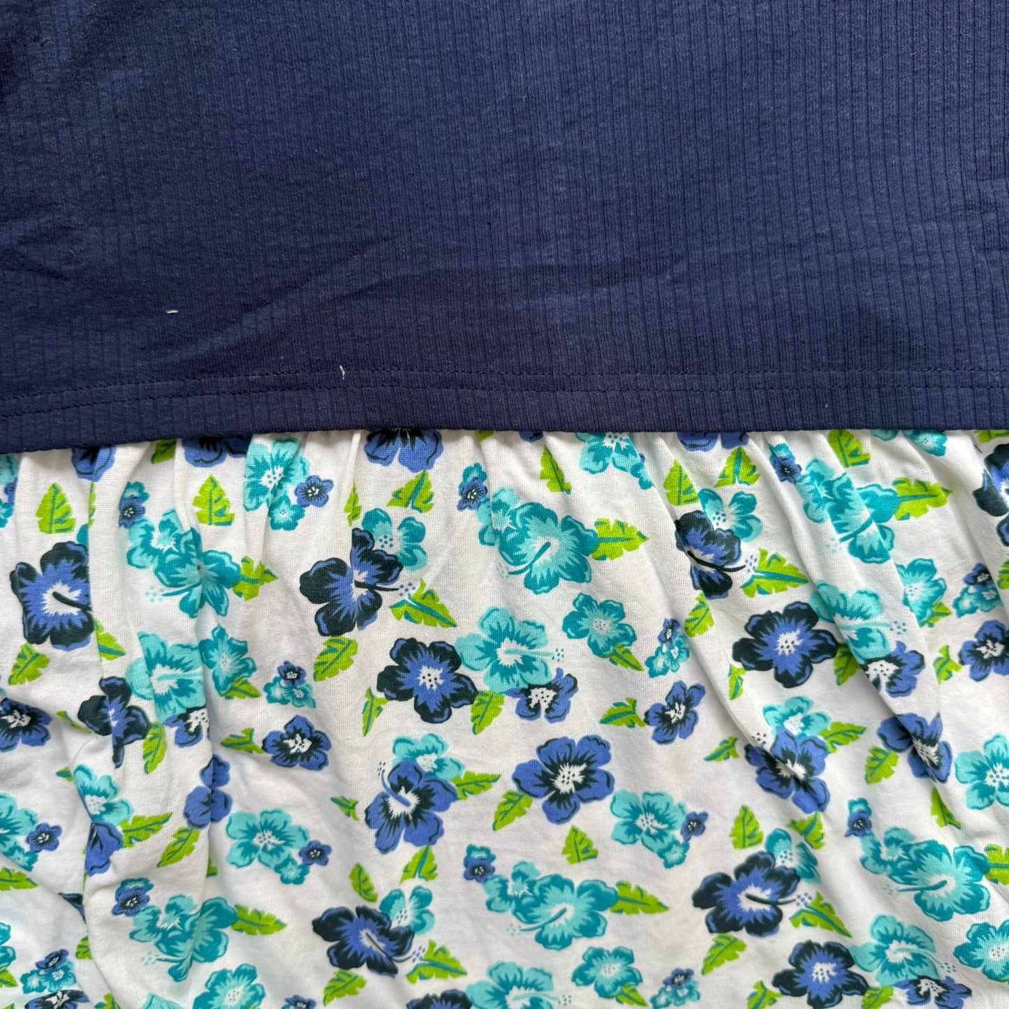 Navyblue White Flowers - Dual Colour Zipless Criss Cross Maternity Wear