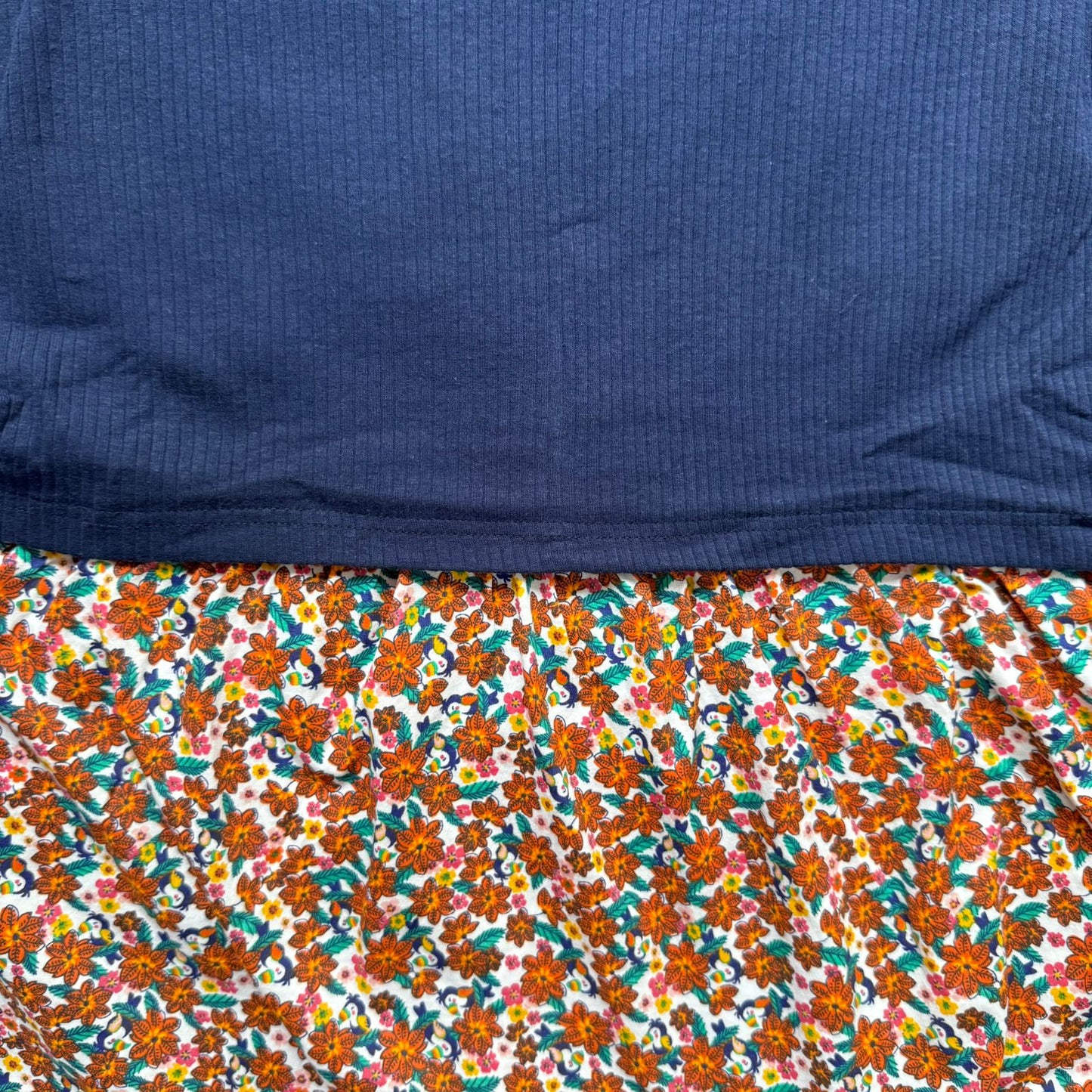 Blue and Brown Flowers - Dual Colour Zipless Criss Cross Maternity Wear