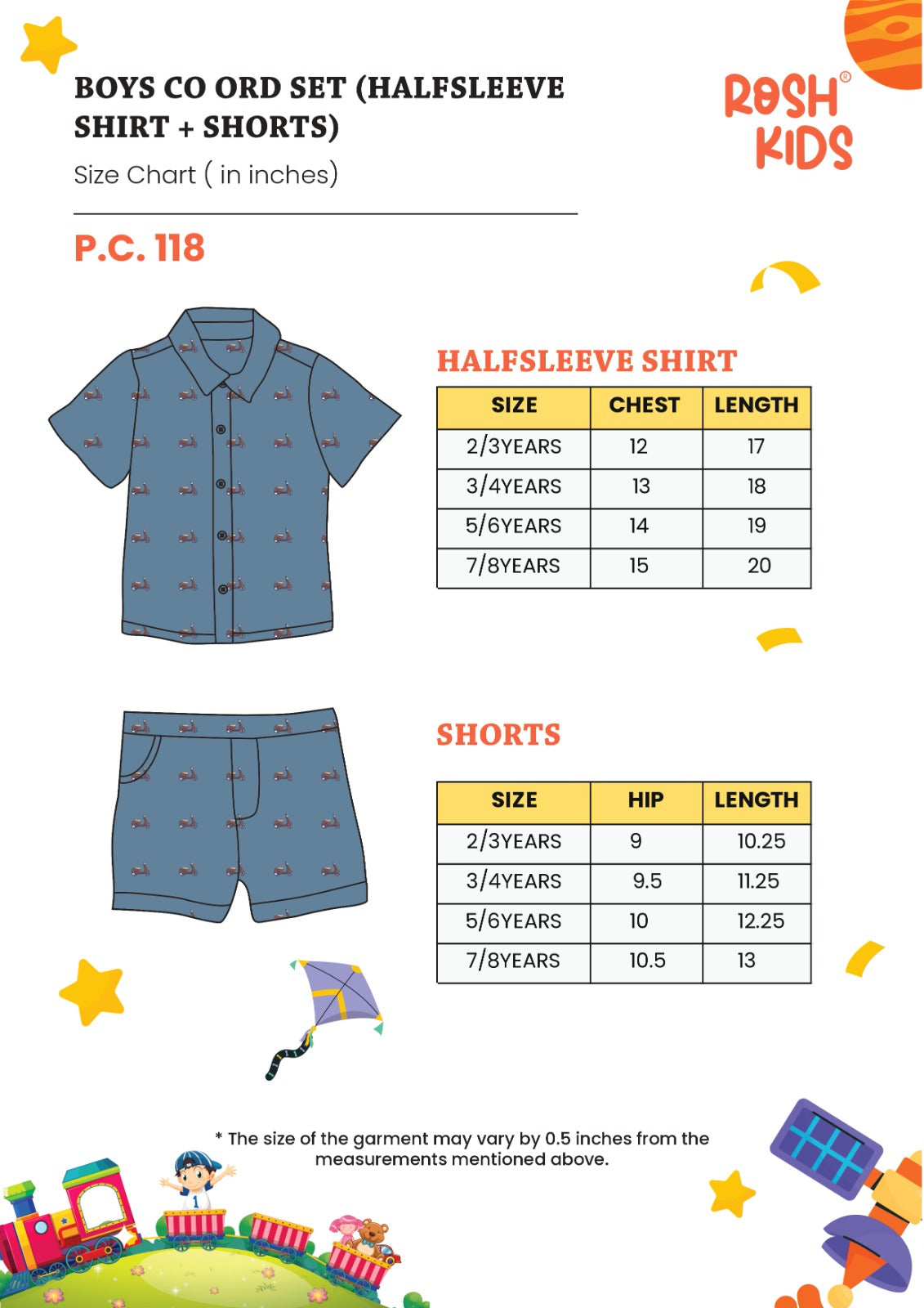 Boys Shirt and Shorts Set - Leafy blue& grey