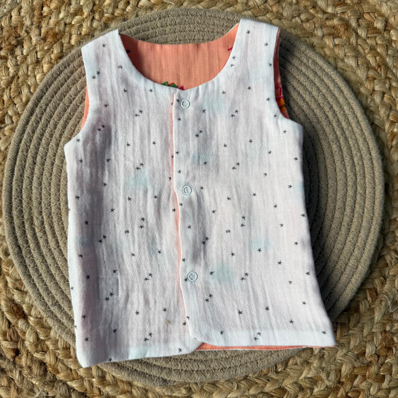 Reversable Muslin Baby Jabla - Orange & White