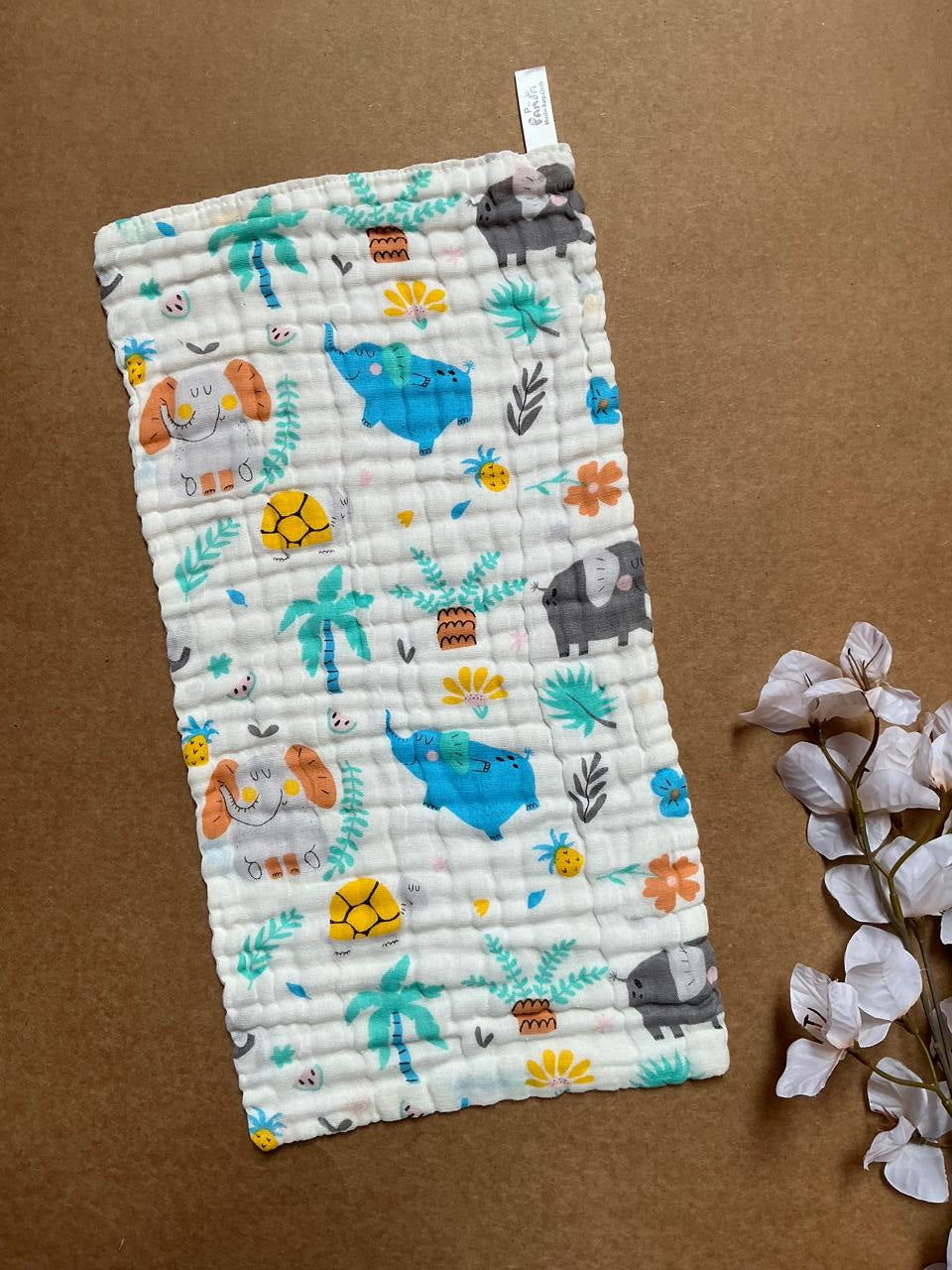 Baby Burp Cloth - 6 layer Muslin - Animals