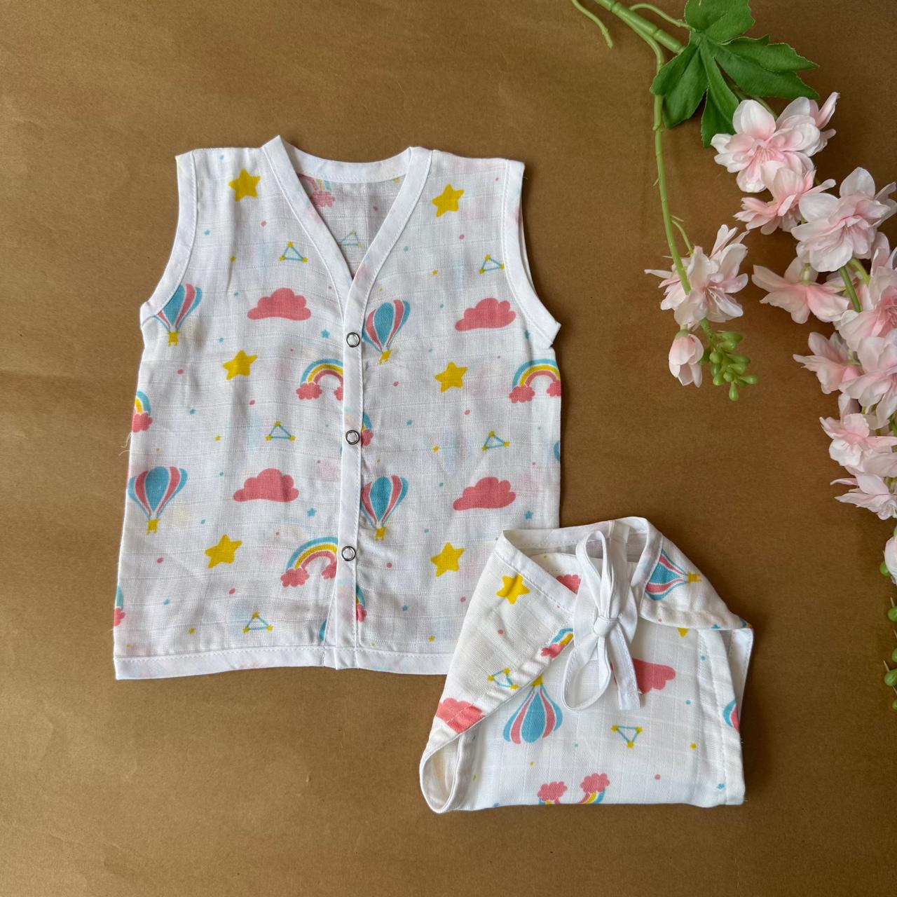 Premium Muslin Baby Jabla & Nappy Matching Sets (10 pcs) - Combo 1