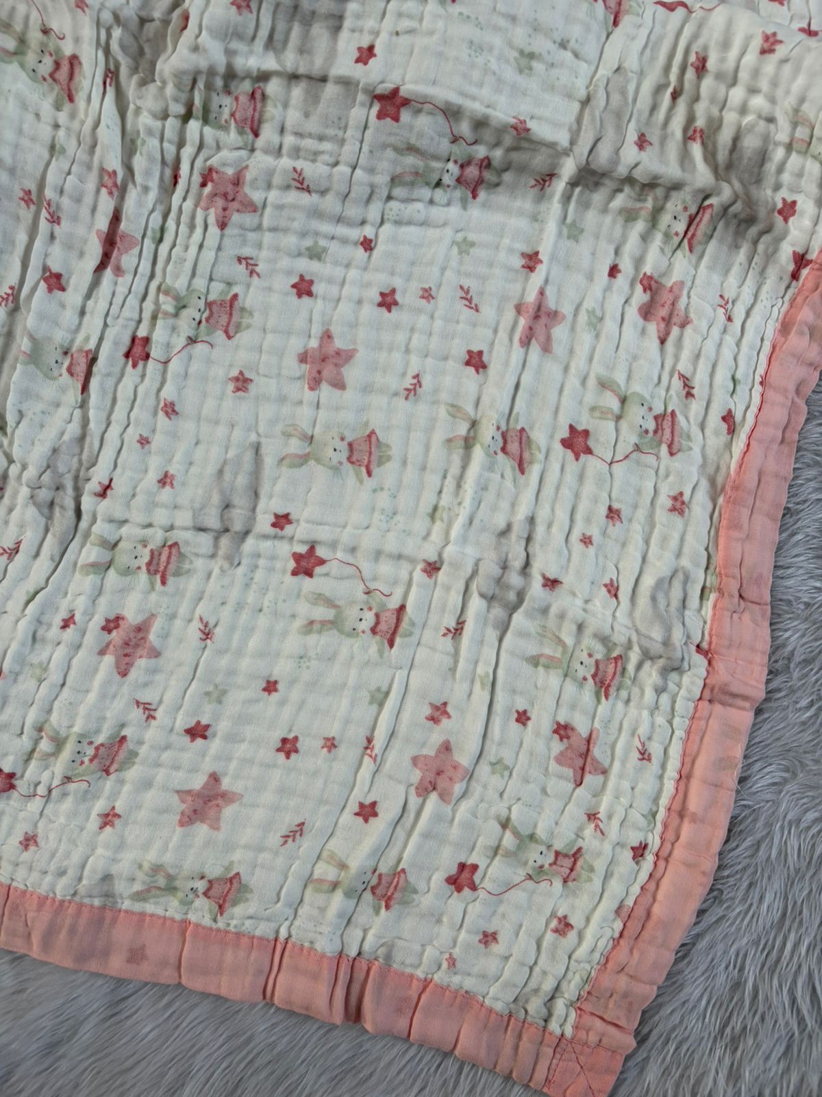Muslin Blanket 6 Layer - Bunny Star
