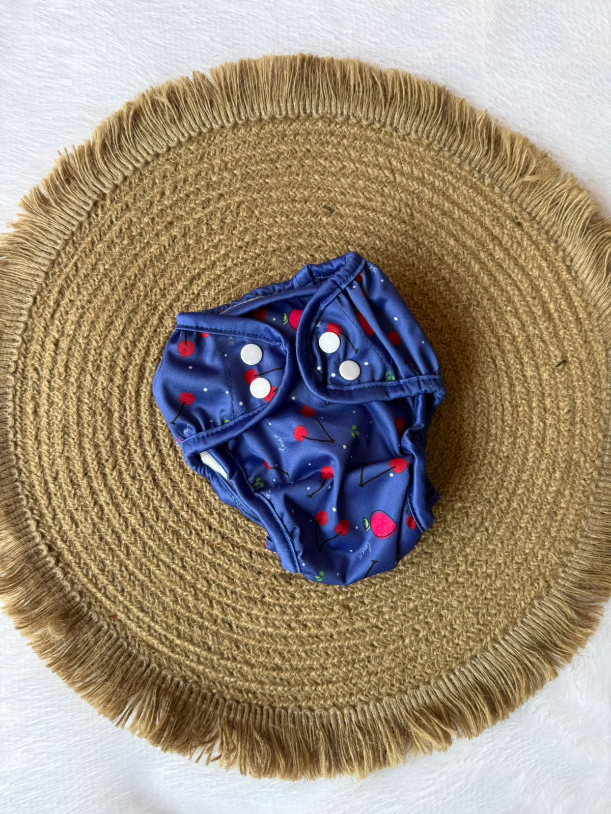 New Born Cloth Diapers - Blue Red Cherry