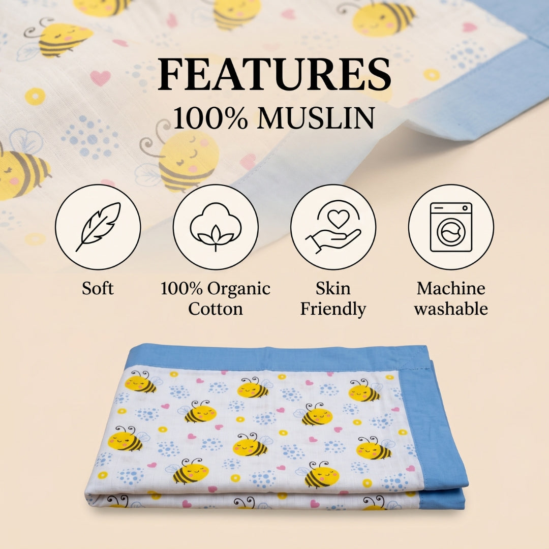 Muslin Receiving Towel or Holding Sheet - Honeybee Love